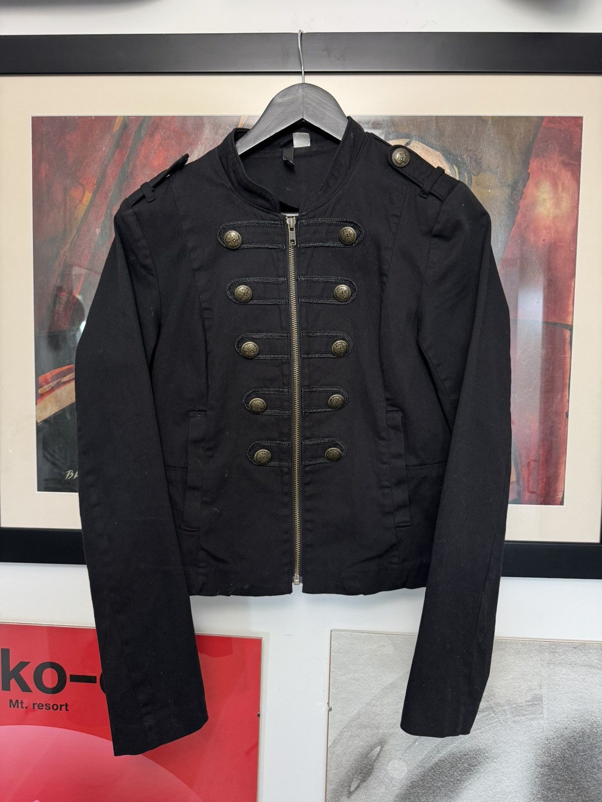 H&M Napoleon Military Style Jacket Black Buttons Zip Womens Hype Size M / US 6-8 / IT 42-44 - 1 Thumbnail