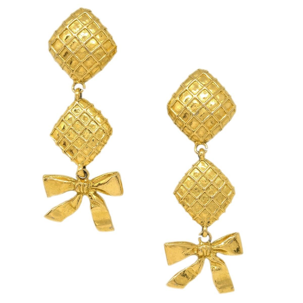 Chanel Chanel Vintage Clip On Bow Earrings Metal Size ONE SIZE - 1 Thumbnail