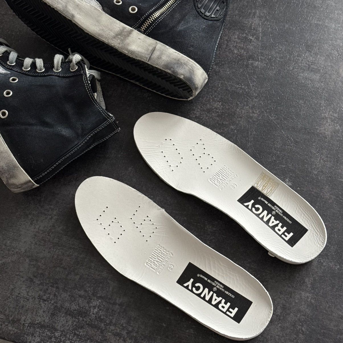 Golden Goose Golden Goose Francy Distressed Navy Denim High-Top Sneakers Size US 9 / IT 39 - 19 Thumbnail