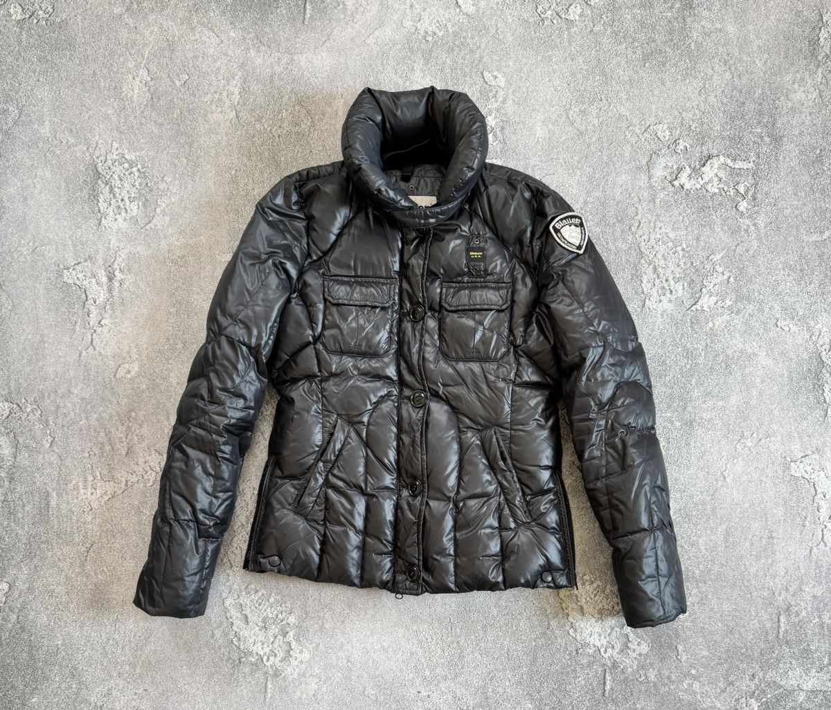 Vintage Blauer USA L black down zip puffer jacket quilted Size L / US 10 / IT 46 - 4 Thumbnail