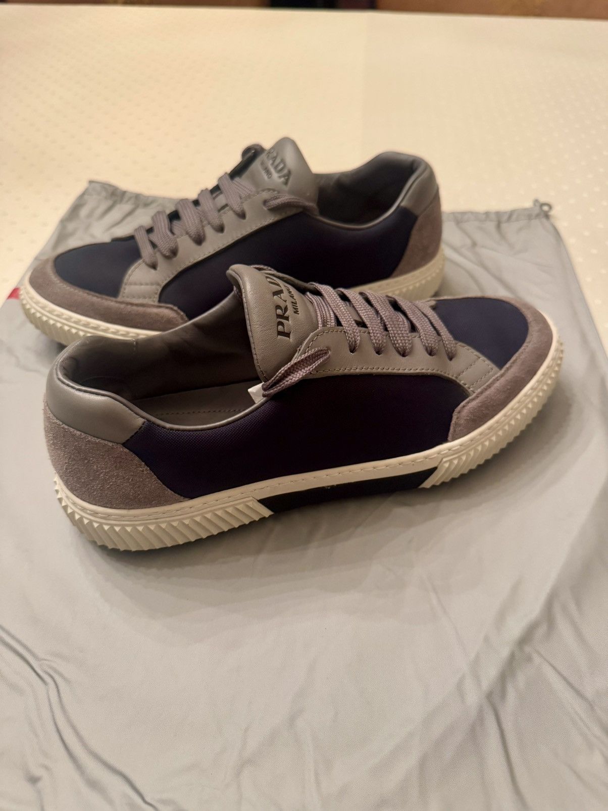 Prada Blue / Grey Logo Sneakers Size US 7.5 / EU 40-41 - 3 Thumbnail
