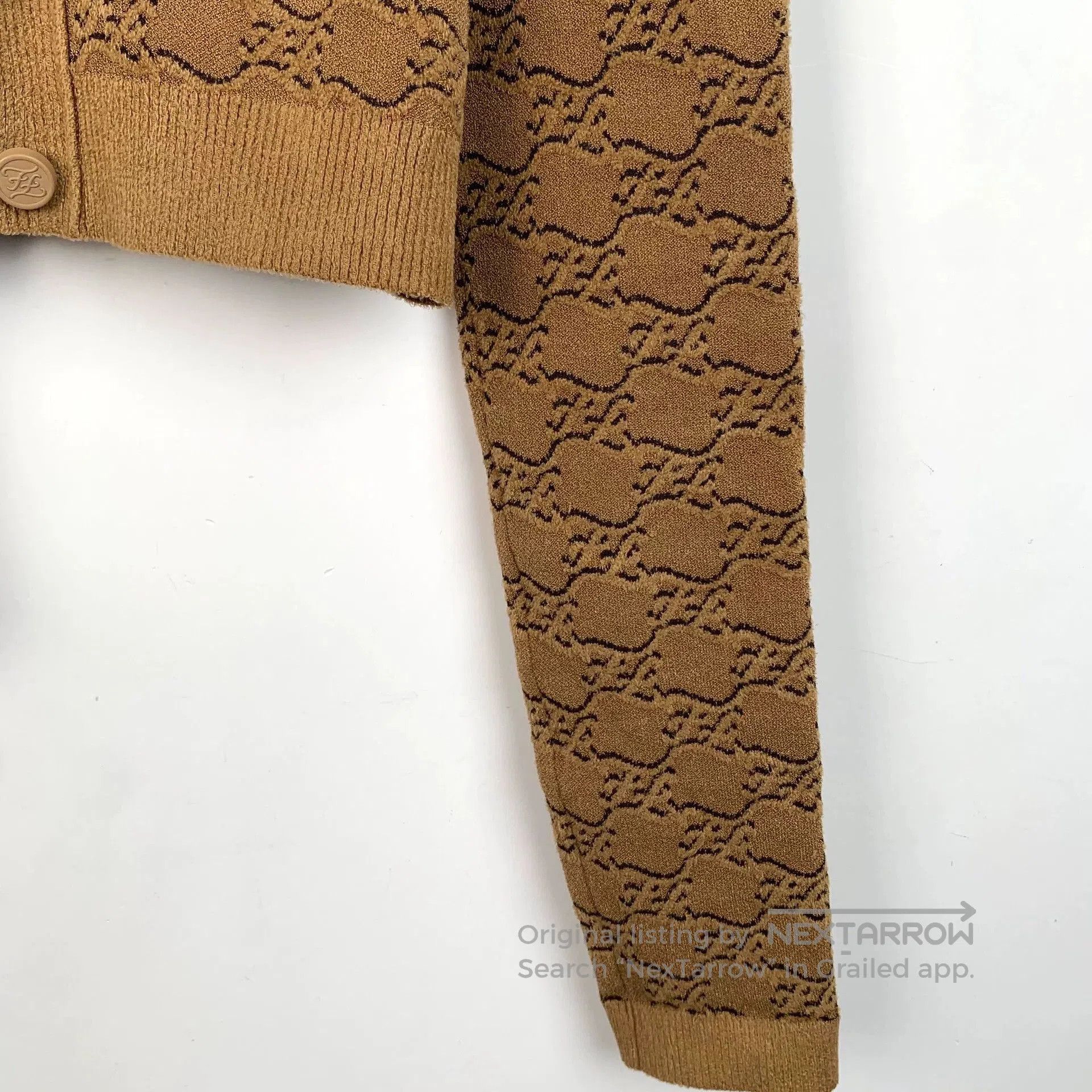 Fendi fendi brown patterned v-neck knit cardigan. Size US M / EU 48-50 / 2 - 4 Thumbnail