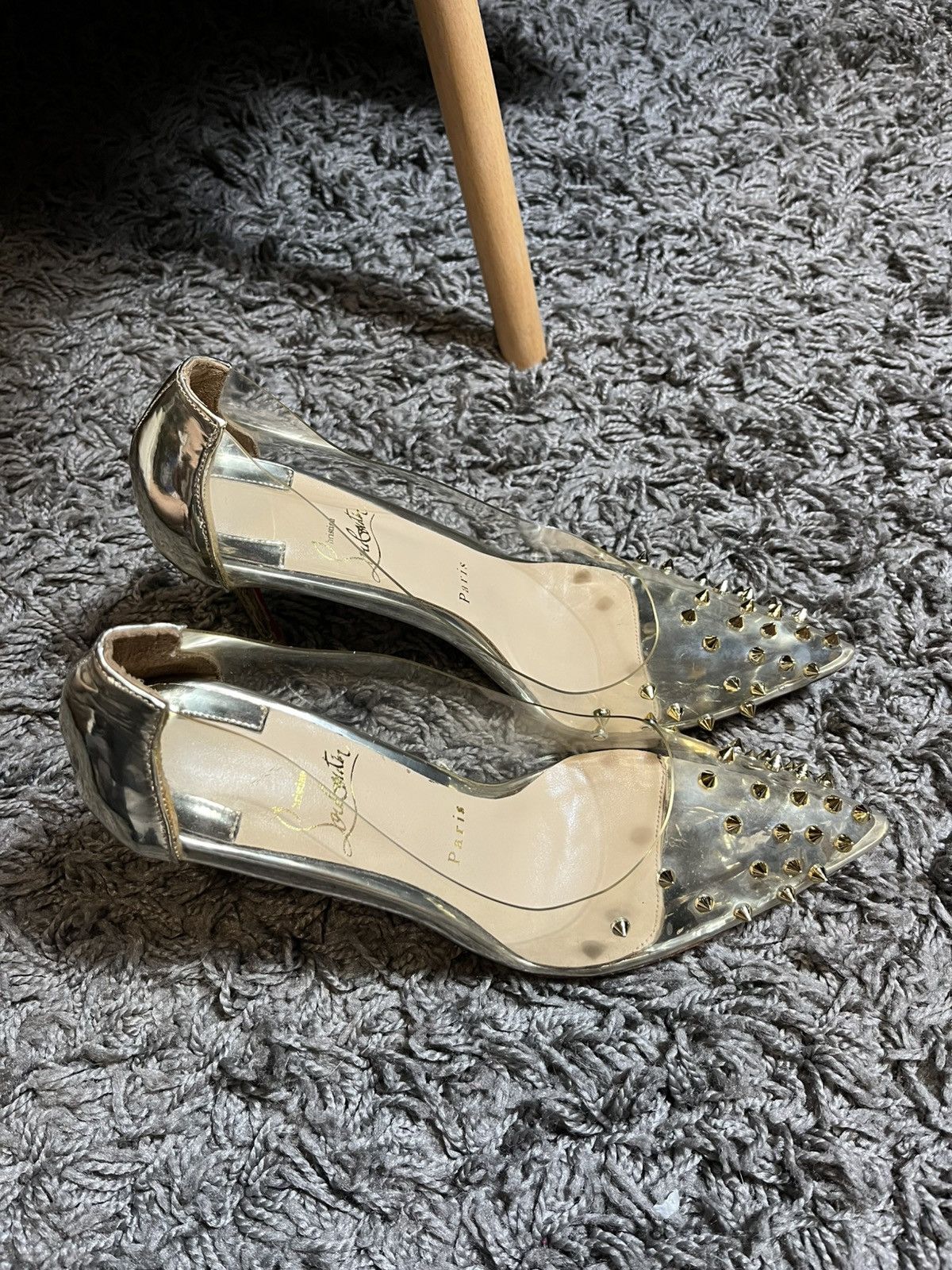 Christian Louboutin CHRISTIAN LOUBOUTIN HEELS Collaclou Gold Studded Pumps Size US 10.5 / IT 40.5 - 2 Thumbnail