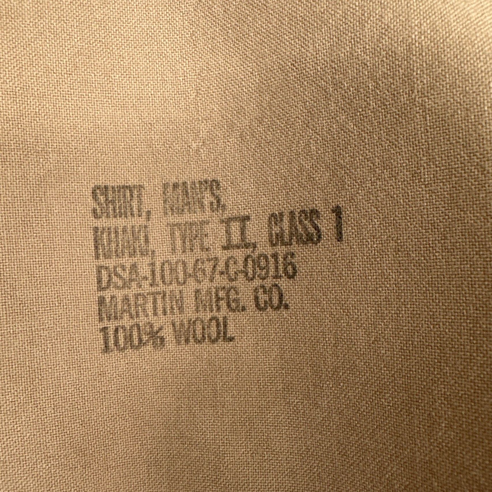 CO VINTAGE Martin Mfg. Co US Army Shirt Mens S Beige Khaki Wool Field Military 60s Size US S / EU 44-46 / 1 - 4 Thumbnail
