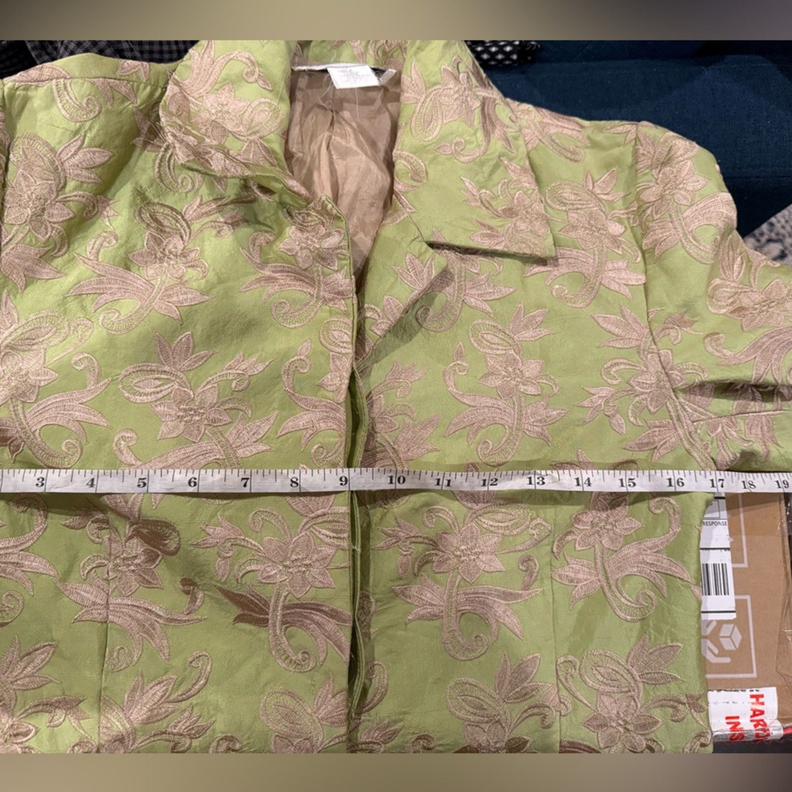 Bloomingdale's Bloomingdale’s Silk Floral Embroidered Jacket Green Taupe 4 Size S / US 4 / IT 40 - 6 Thumbnail