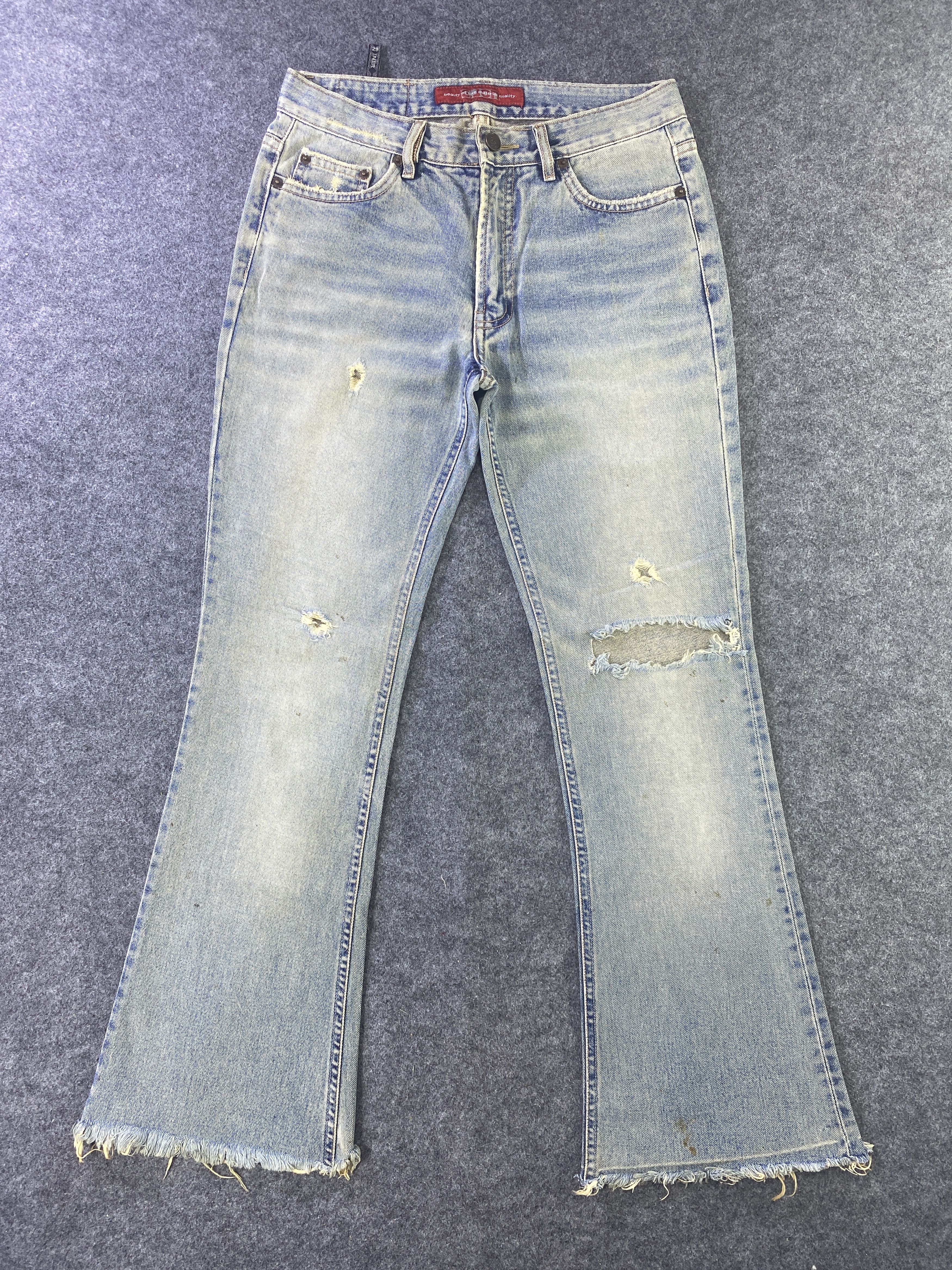 Japanese Brand G Jon Distressed Blue Wash Flare Denim - J945 Size 30" / US 8 / IT 44 - 1 Thumbnail