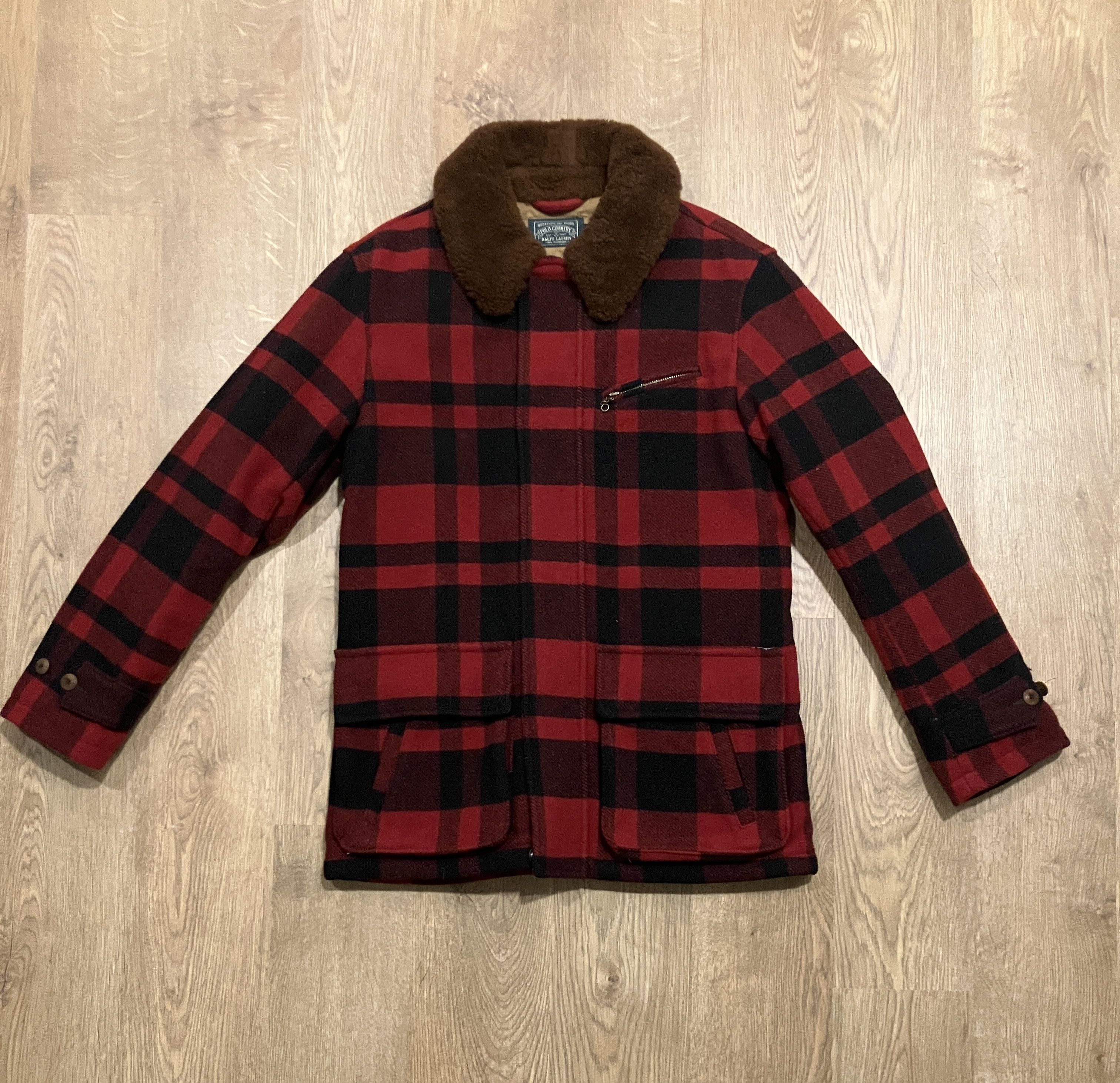 Polo Ralph Lauren Polo Ralph Lauren Shearling-Collar Plaid Barn Coat Sz Small Size US S / EU 44-46 / 1 - 6 Thumbnail
