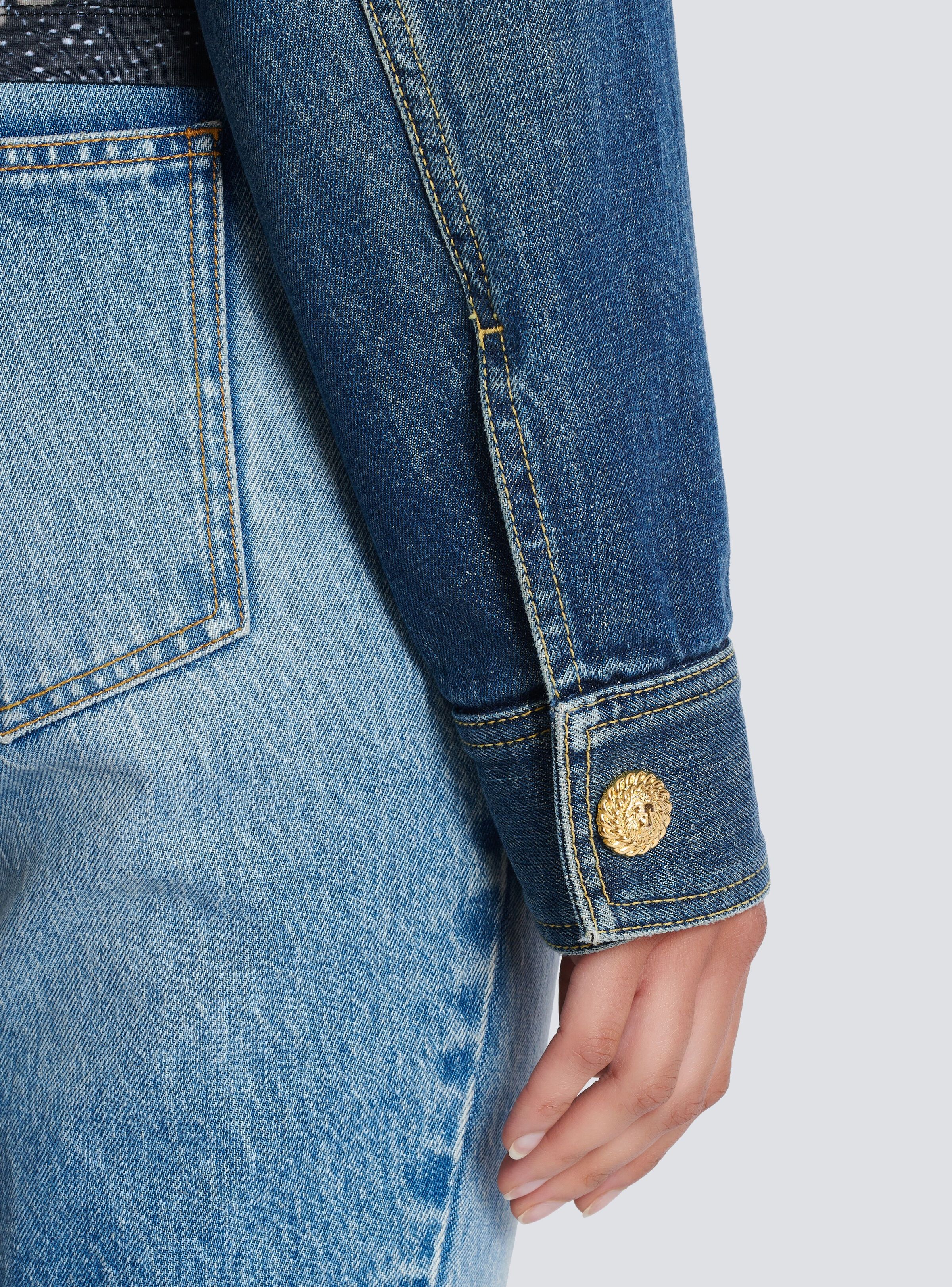 Balmain o1s1wg111225 Denim Trucker Jacket in Blue Size L / US 10 / IT 46 - 7 Thumbnail