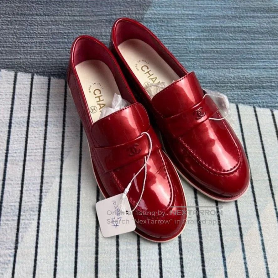 Chanel Chanel Red Patent Leather Loafers. Size US 5.5 / IT 35.5 - 1 Thumbnail
