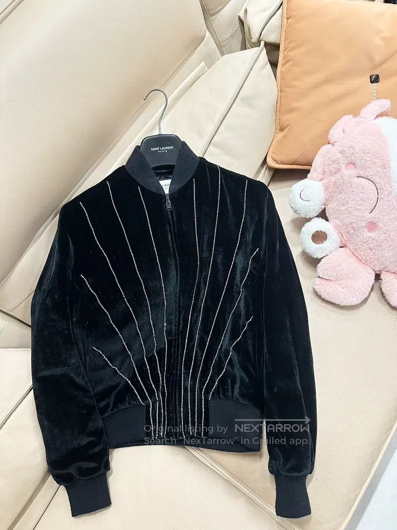 Saint Laurent Paris Saint Laurent Paris Rayon Crystal Studs Baseball Jacket Size US S / EU 44-46 / 1 - 1 Thumbnail