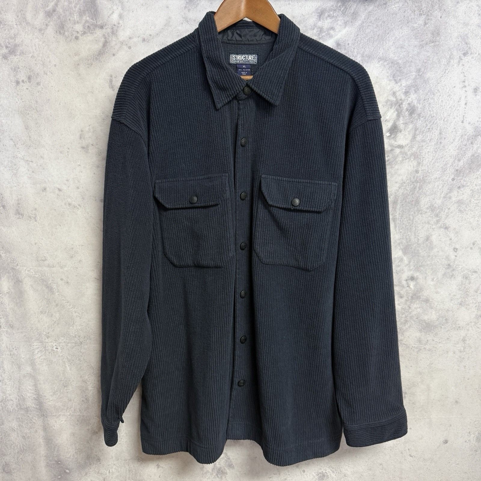 Structure Vintage Structure Shacket Mens XL Blue Y2K 90s Skate Shirt Size US XL / EU 56 / 4 - 1 Thumbnail