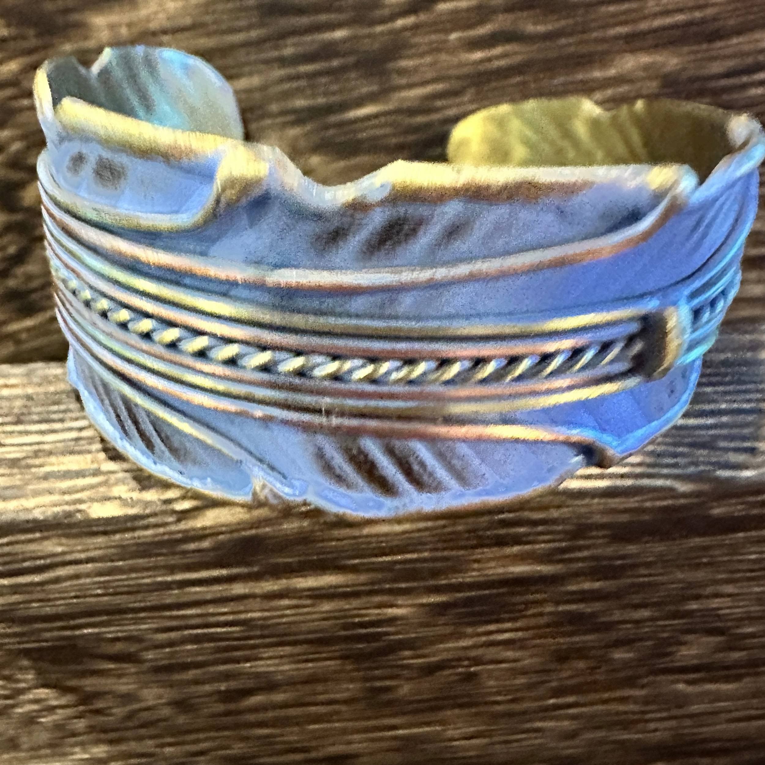 Other Patina Green Leaf Cuff Bracelet - 2in Wide Adjustable Brass Size ONE SIZE - 4 Thumbnail