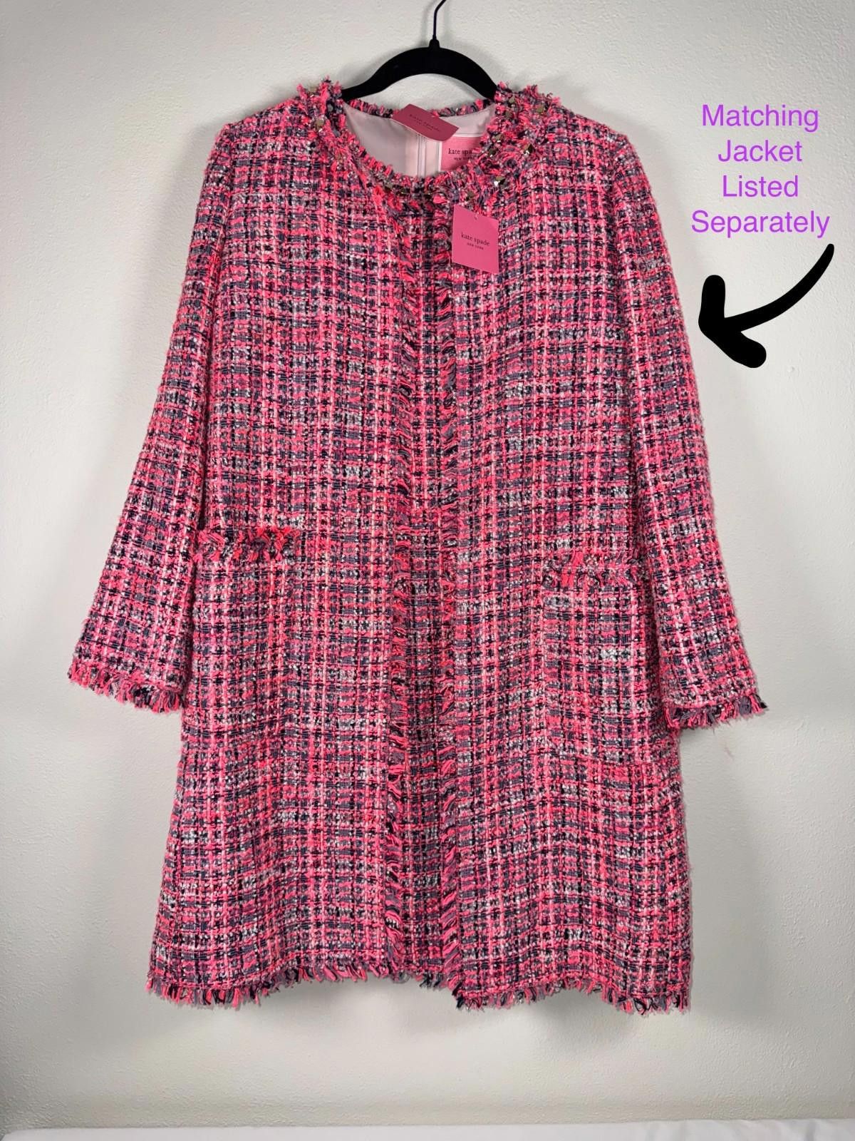 Kate Spade NWT KATE SPADE TWEED SHEATH DRESS PINK PLAID PEONY SIZE 8 Size M / US 6-8 / IT 42-44 - 9 Thumbnail