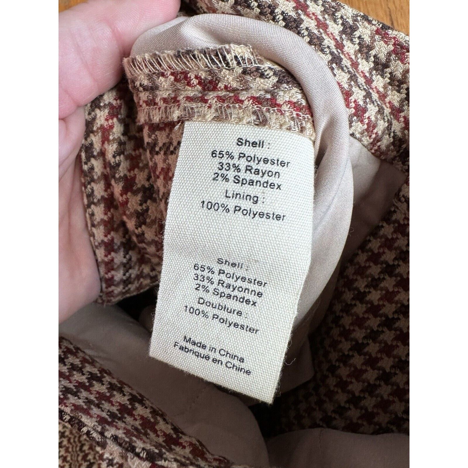 L'AGENCE L'AGENCE Ludivine Trouser Pants Tan Houndstooth Size 8 Size 30" / US 8 / IT 44 - 5 Thumbnail