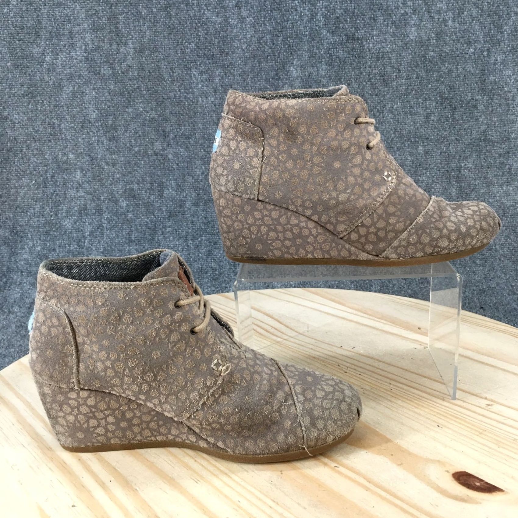 Toms TOMS Boots Womens 8.5 Desert Brown Herringbone Wedge Heels Casual Bootie Size US 9 / IT 39 - 2 Thumbnail