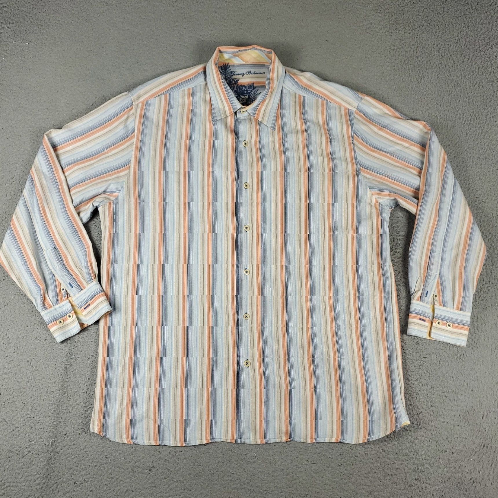 Tommy Bahama VINTAGE Tommy Bahama Shirt Mens Large Blue Striped Lyocell Button-Up Long Sleeve - Men's Casual Formal Resort Size US L / EU 52-54 / 3 - 2 Thumbnail