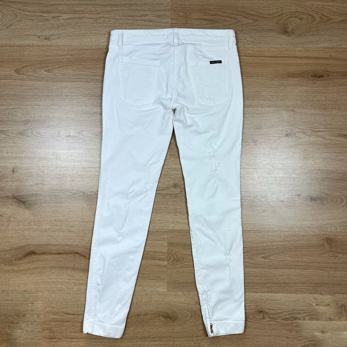 Dolce & Gabbana Dolce & Gabbana White Distressed Denim Skinny Jeans Zip Size 28" / US 6 / IT 42 - 13 Thumbnail