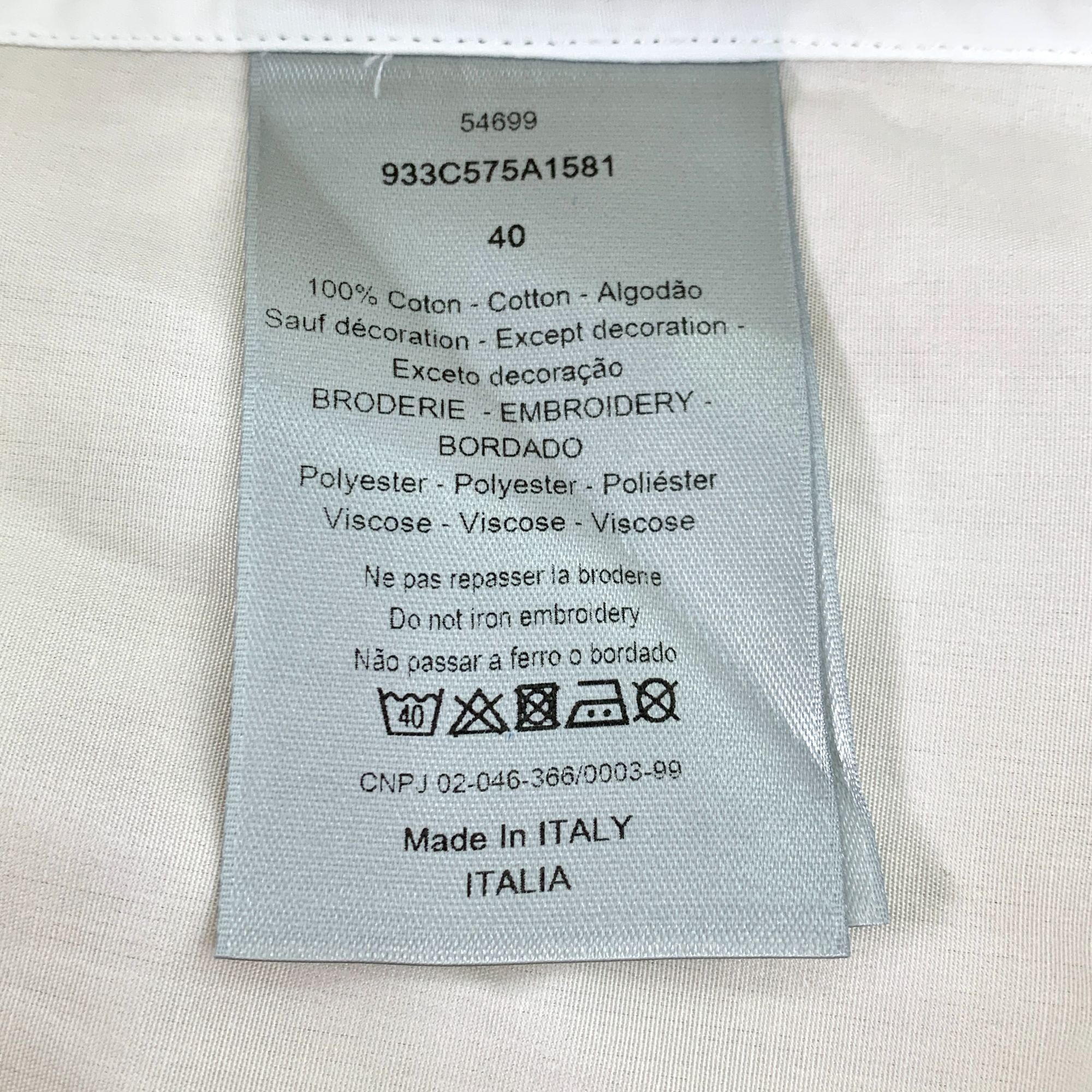 Dior Dior White Cotton & Polyester Embroidered Button-Down Shirt Size S / US 4 / IT 40 - 6 Thumbnail