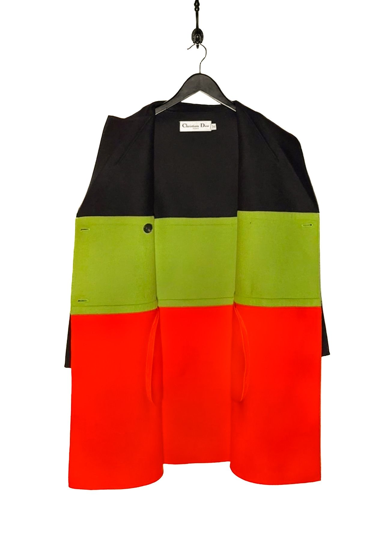 Dior Christian Dior SS22 Runway Blk Orange Green Colourblock Coat Size M / US 6-8 / IT 42-44 - 4 Thumbnail