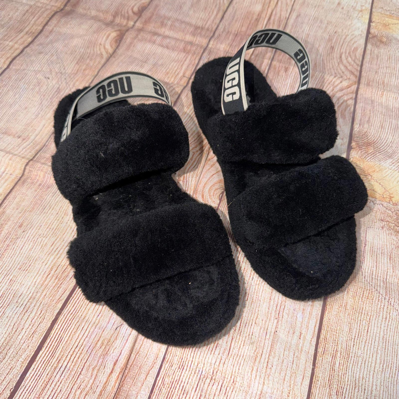 Other UGG Fluffy Black Slippers with Logo Strap Size 9 Size US 9 / IT 39 - 2 Thumbnail