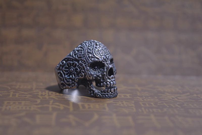 Jewelry Skull Dark Jewelry Rings Open Size Chrome Ring (Size 7-13) Size ONE SIZE - 3 Thumbnail