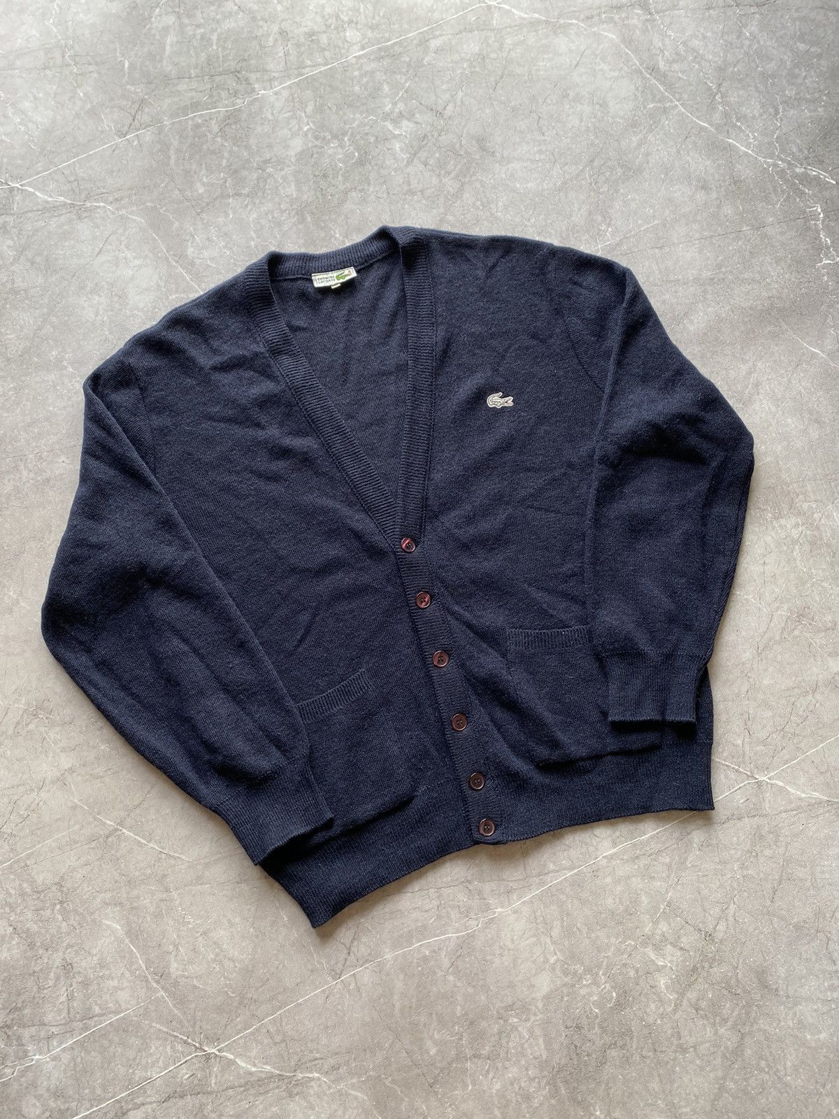 Lacoste Vintage Y2K Lacoste Cardigan Wool Sweater Made in France Size US L / EU 52-54 / 3 - 1 Thumbnail