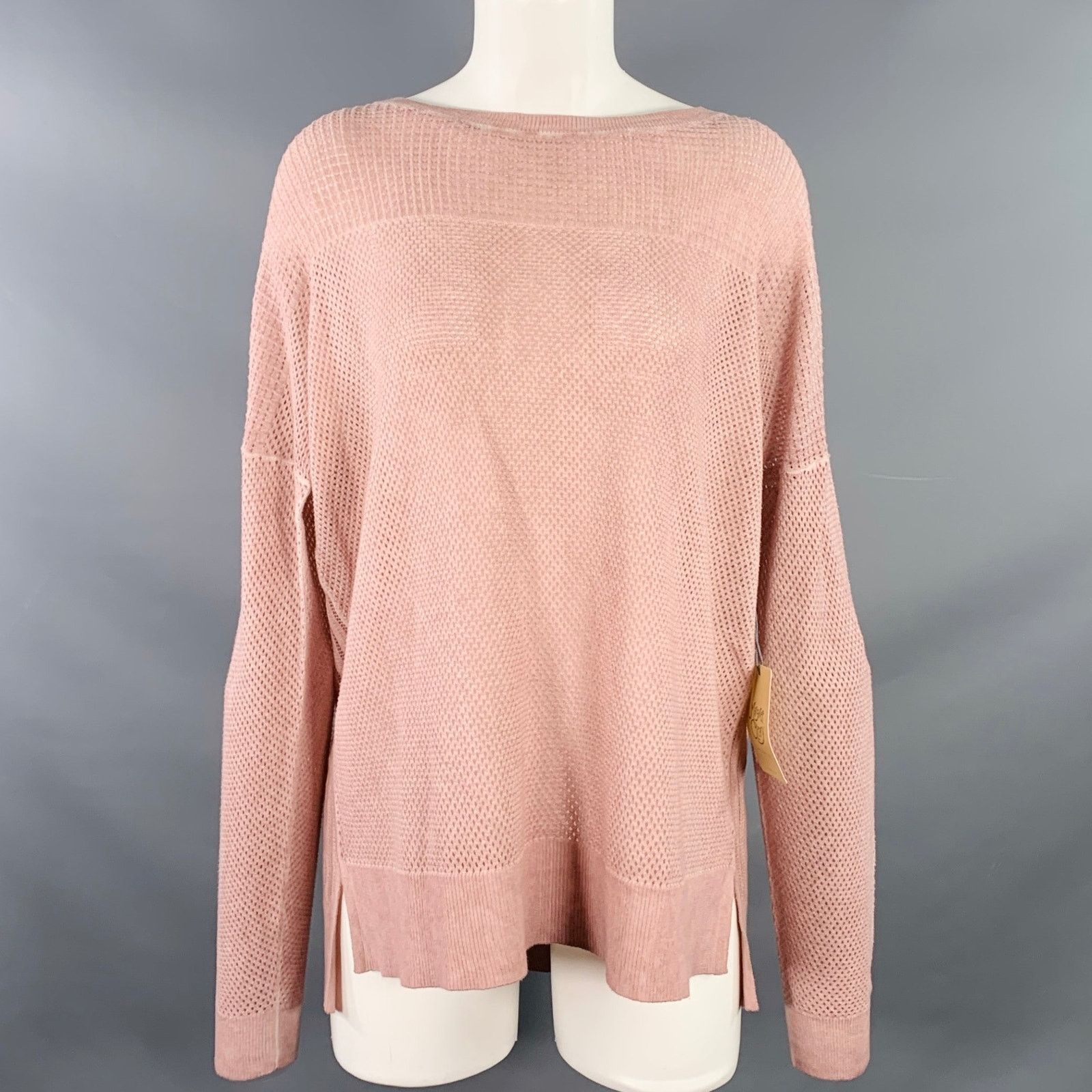 Other M Pink Cotton Waffle Knit Long Sleeve Casual Top Size M / US 6-8 / IT 42-44 - 1 Thumbnail