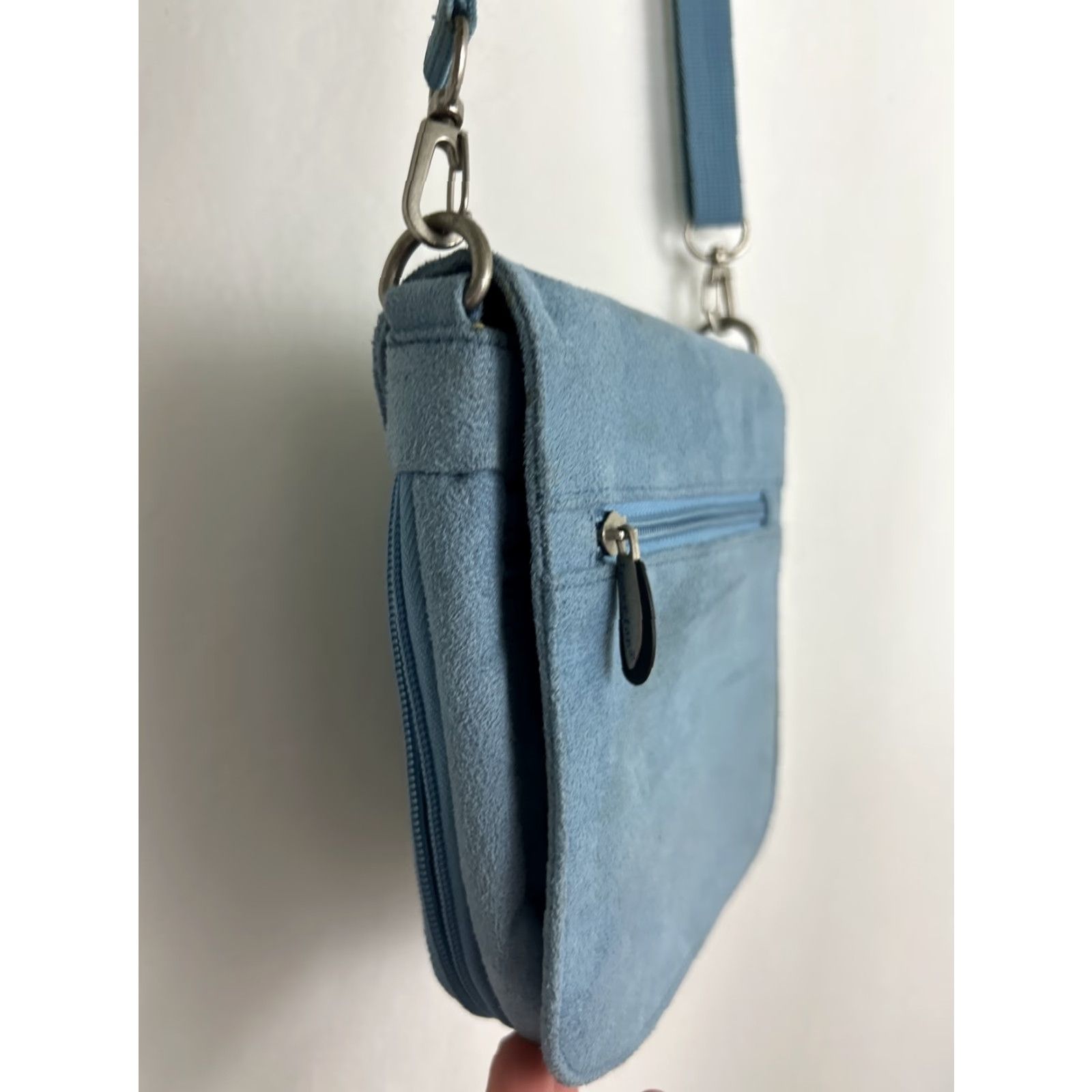 Vintage Travelon Blue Microfiber Suede Feel Organizer Shoulder Bag Travel Crossbody Size ONE SIZE - 4 Thumbnail