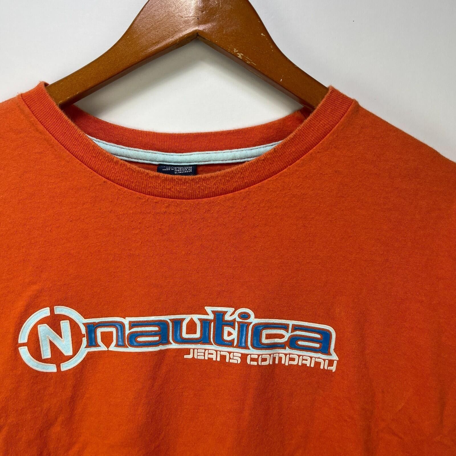 Nautica Vintage Y2K Nautica Jeans Company Orange Spellout T Shirt XL Size US XL / EU 56 / 4 - 3 Thumbnail