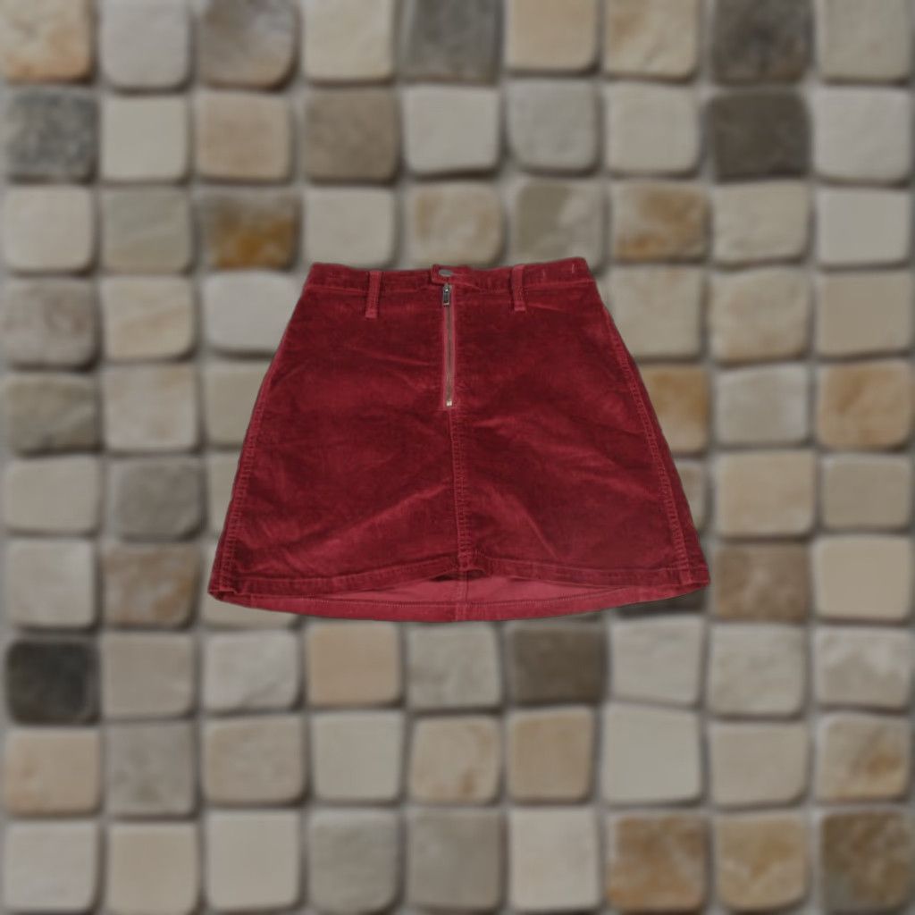 Madewell Madewell Skirt Womens 24 Red Velveteen Mini Straight Size 42" / US 20 - 1 Thumbnail