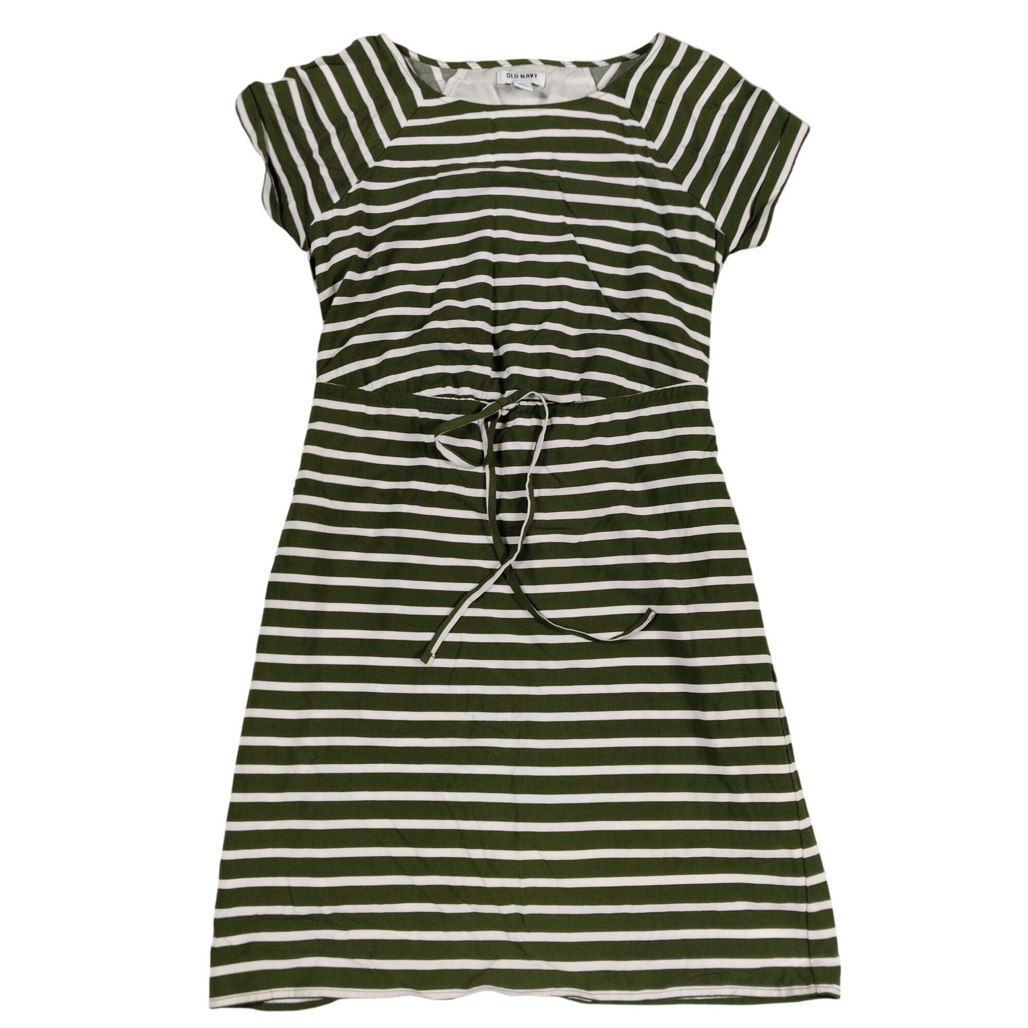Old Navy Old Navy XS Green White Striped Short Sleeve Dress Tie Waist Size XS / US 0-2 / IT 36-38 - 2 Thumbnail