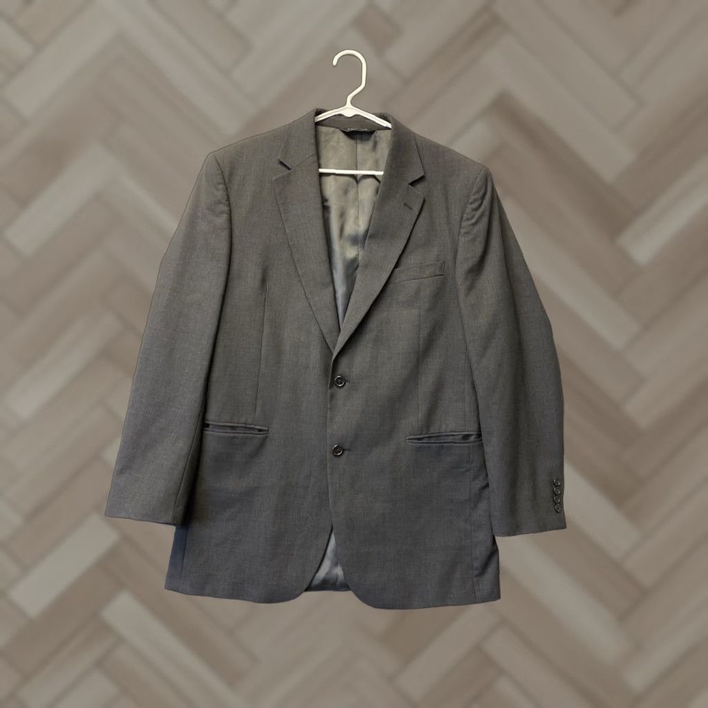 Vintage Jos A Bank Suit Jacket 42L Gray Wool Solid Luxury Governor? Size 42L - 1 Thumbnail