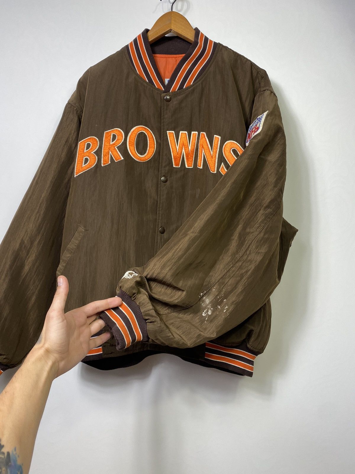 Pro Line × Starter × Vintage Vintage 90s Cleveland Browns Starter Satin Bomber Jacket Size US XXL / EU 58 / 5 - 9 Thumbnail