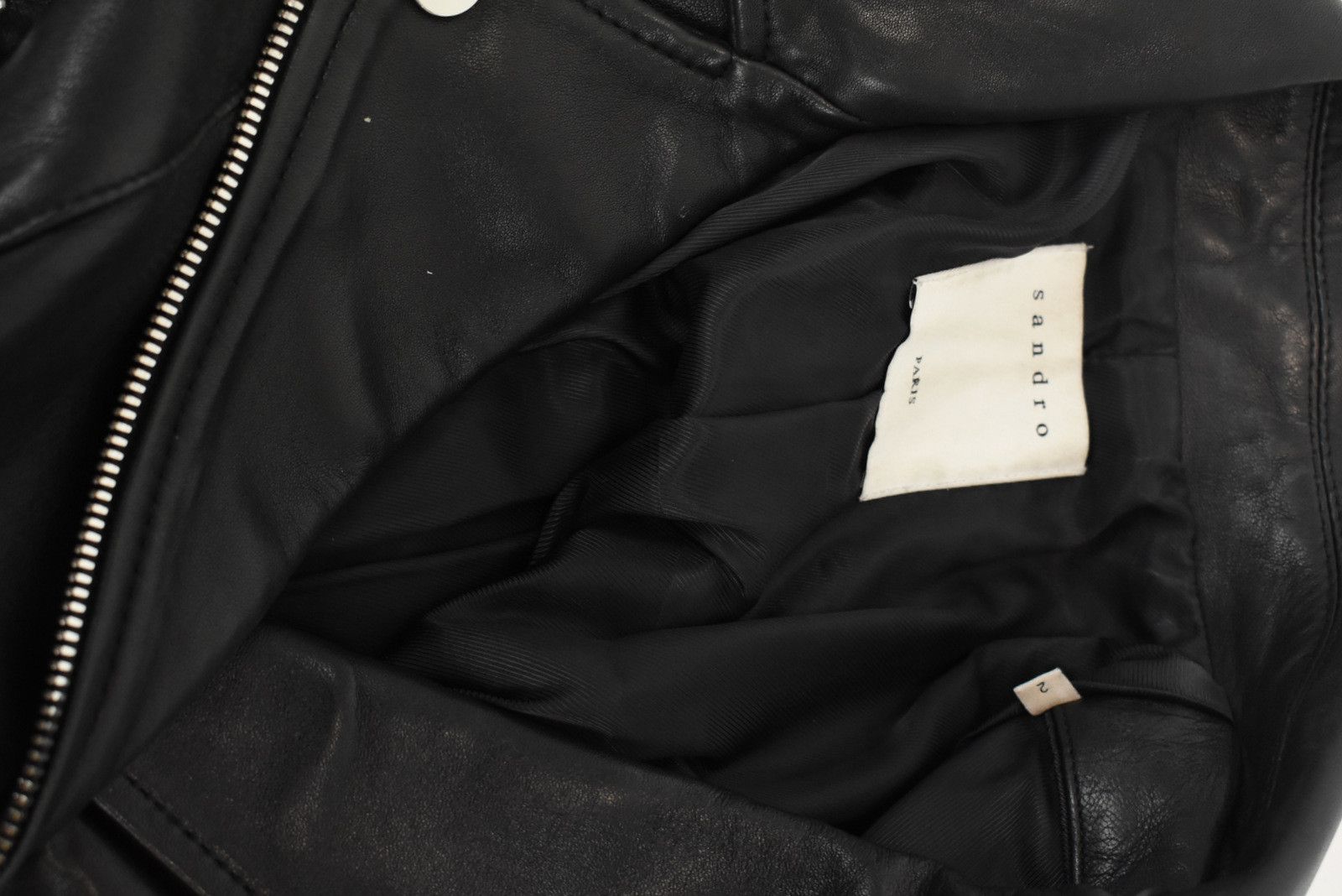 Sandro SANDRO Jacket Women's MEDIUM Lamb Leather Biker Full Zip Size M / US 6-8 / IT 42-44 - 11 Thumbnail