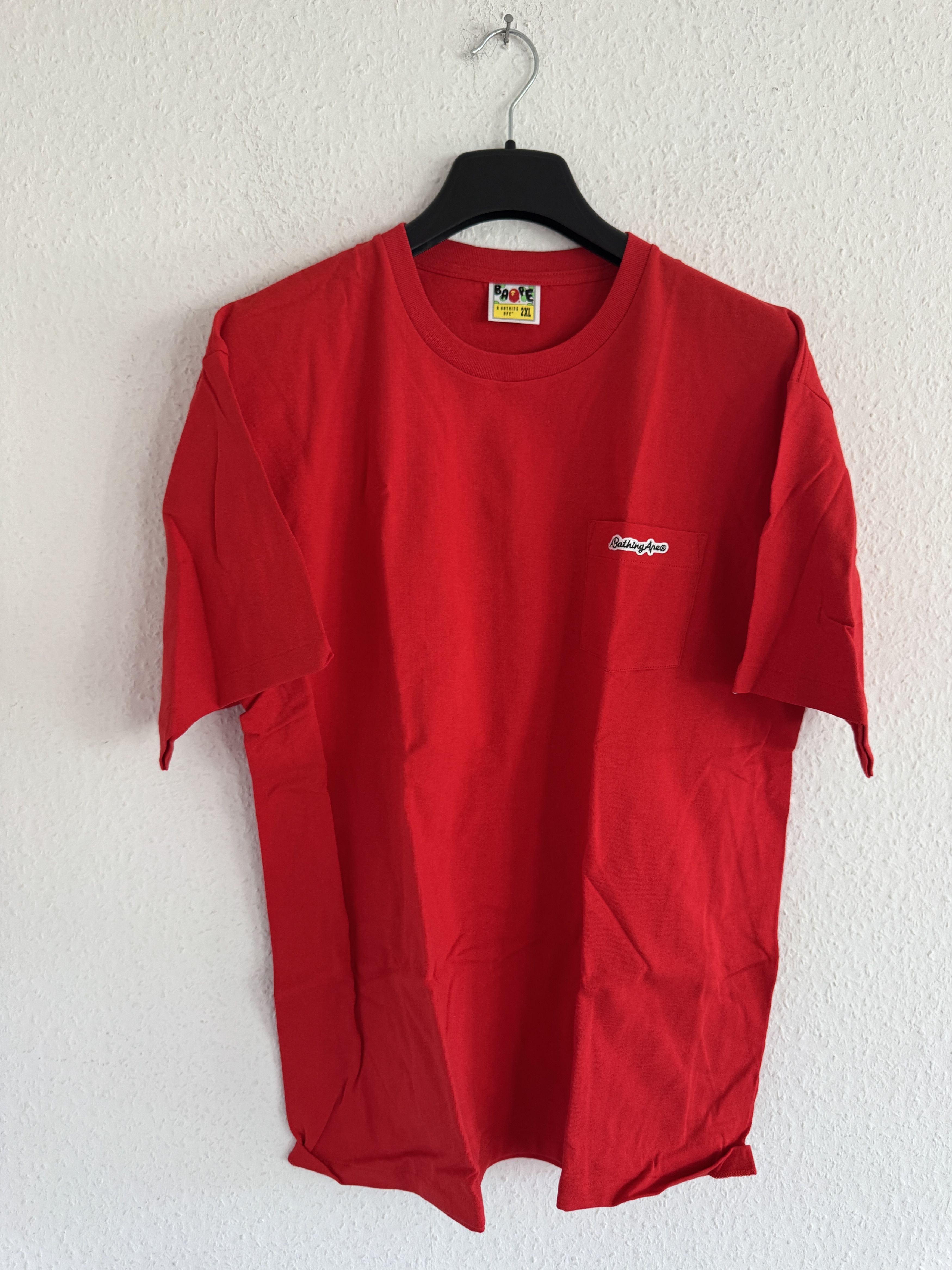 Bape Red Embroidered Pocket Tee Size US XXL / EU 58 / 5 - 3 Thumbnail