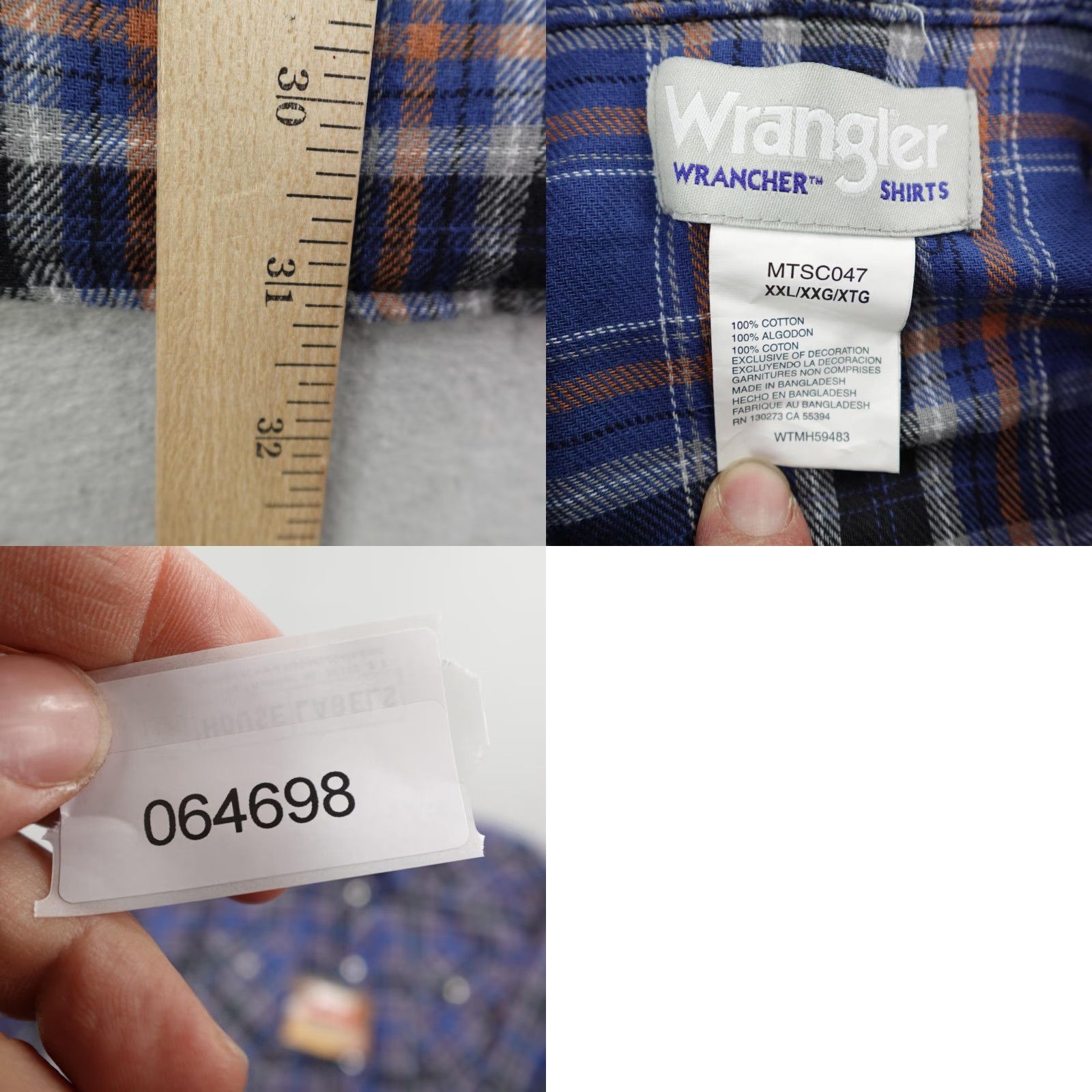 Wrangler Wrangler Shirt Men 2XL Plaid Flannel Wrancher Western Pearl Snap Rodeo Ranch NEW Size US XXL / EU 58 / 5 - 8 Thumbnail
