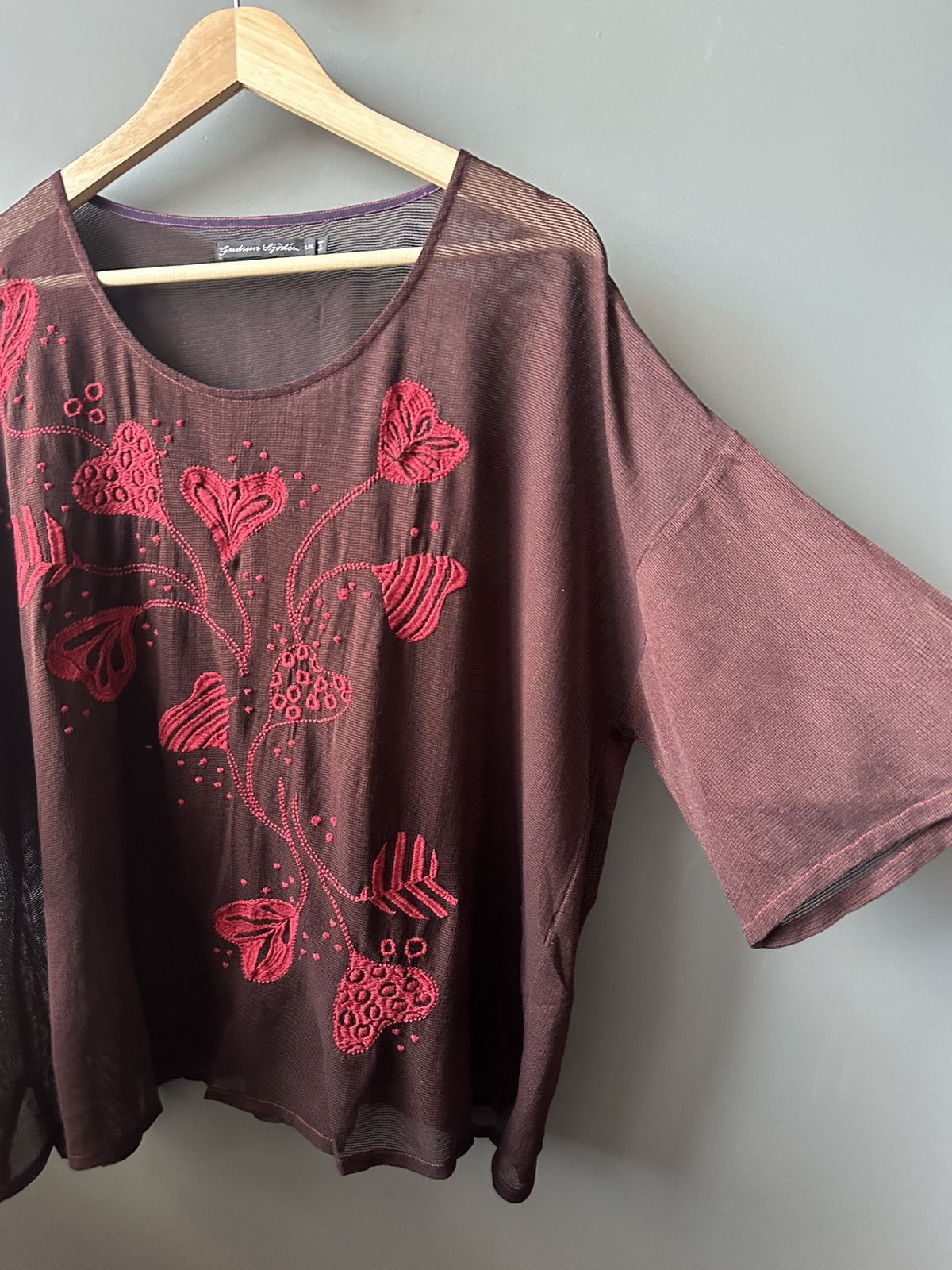 Gudrun Sjoden Gudrun Sjoden Floral Mesh Top Tee Size L/XL Size XL / US 12-14 / IT 48-50 - 4 Thumbnail