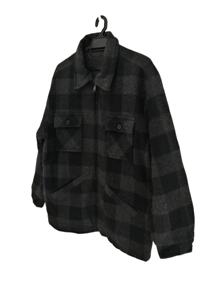 Japanese Brand Vintage Wool Zipper Shirts Checkered Style Double Pocket Size US L / EU 52-54 / 3 - 5 Thumbnail