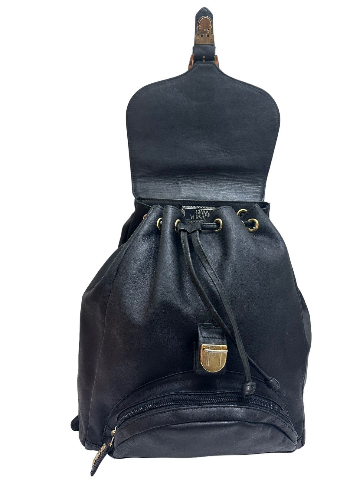 Genuine Leather × Versace Gianni Versace Medusa Logo Leather Backpack Size ONE SIZE - 7 Thumbnail