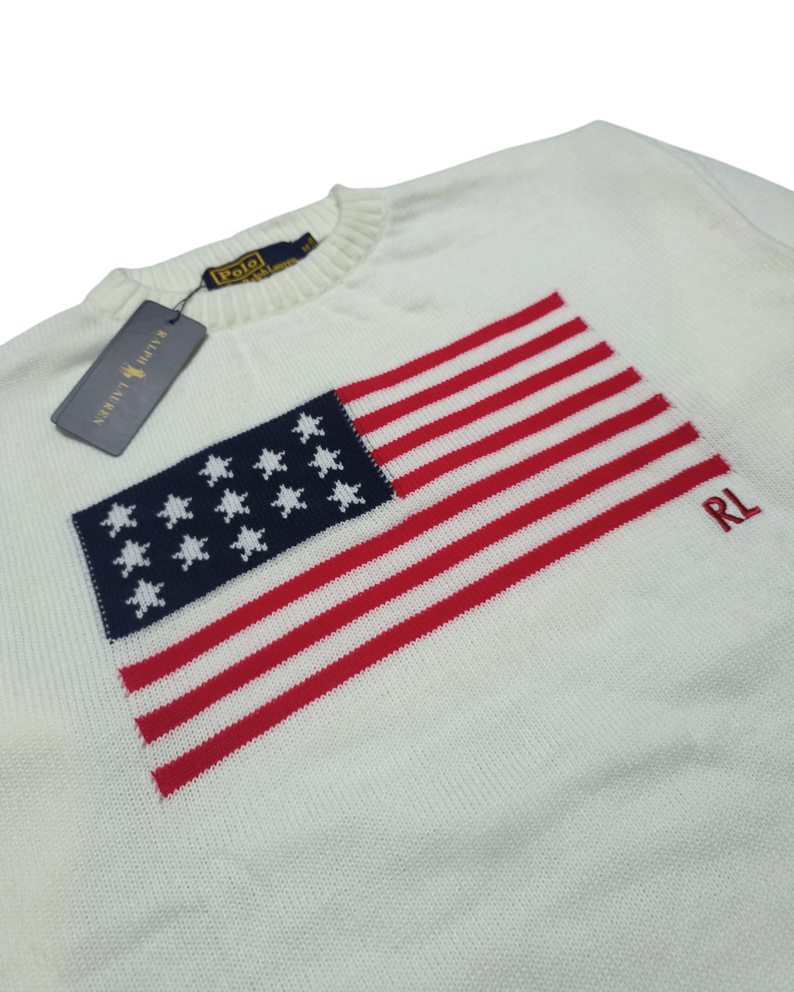 Designer POLO RALPH LAUREN PRL USA Flag Knitwear Knit Sweater / NWT Size US M / EU 48-50 / 2 - 2 Thumbnail