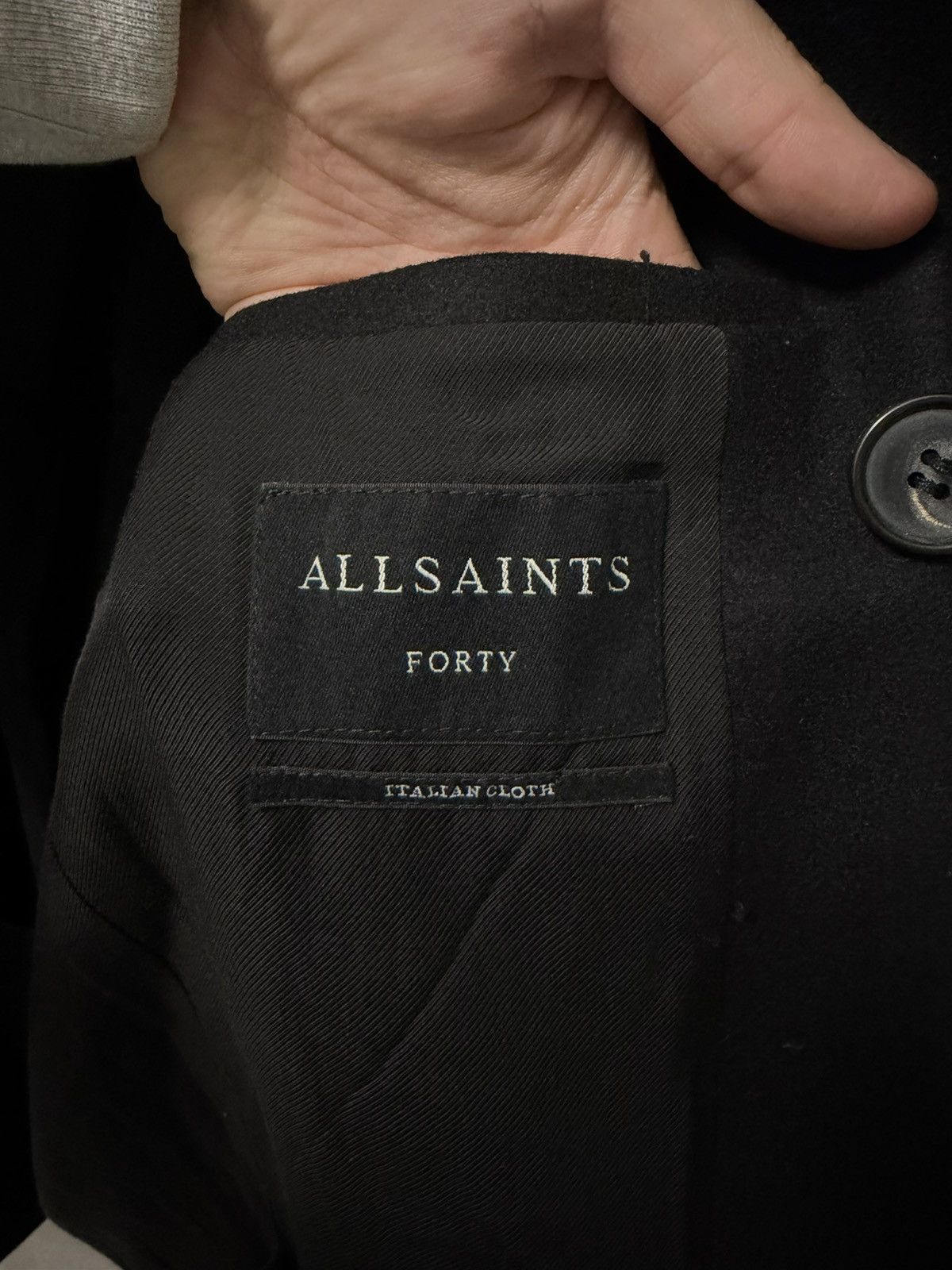 Allsaints AllSaints Felix Double Breasted Lamb Leather Trim Peacoat Size US L / EU 52-54 / 3 - 14 Thumbnail