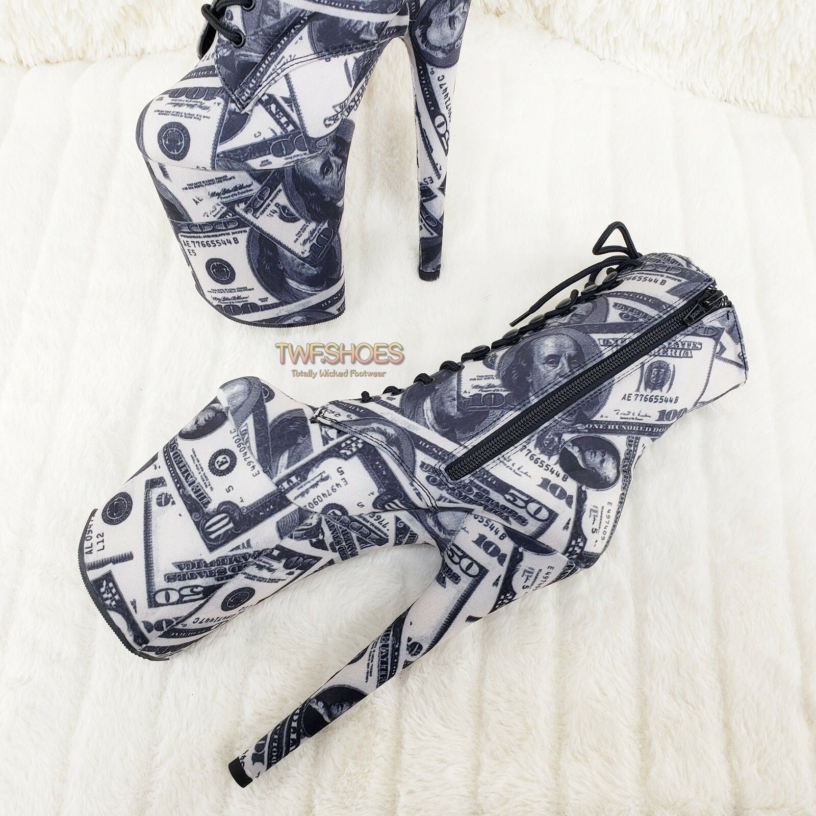 Other Flamingo 1020DP Money Print Platform 8" High Heel Lace Up An Size US 11 / IT 41 - 4 Thumbnail