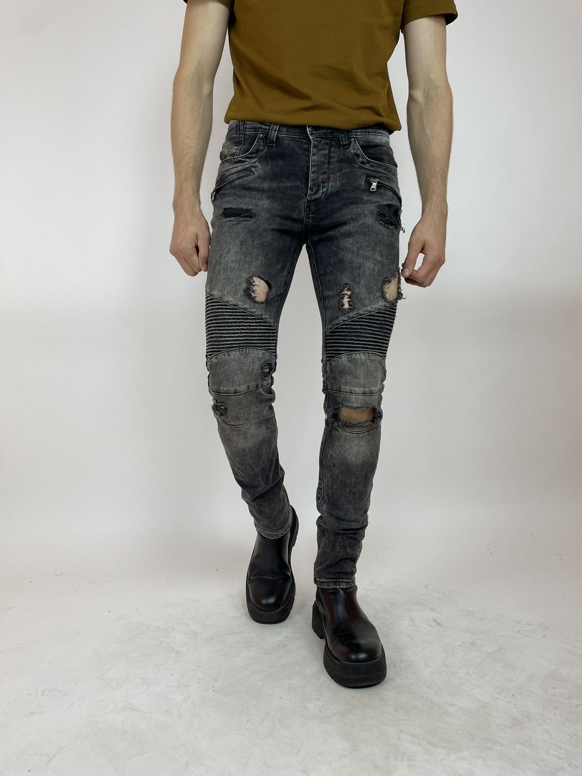 Other PASCUCCI Biker jeans skinny avantgarde drill Mens size 31x34 Size US 31 - 3 Thumbnail