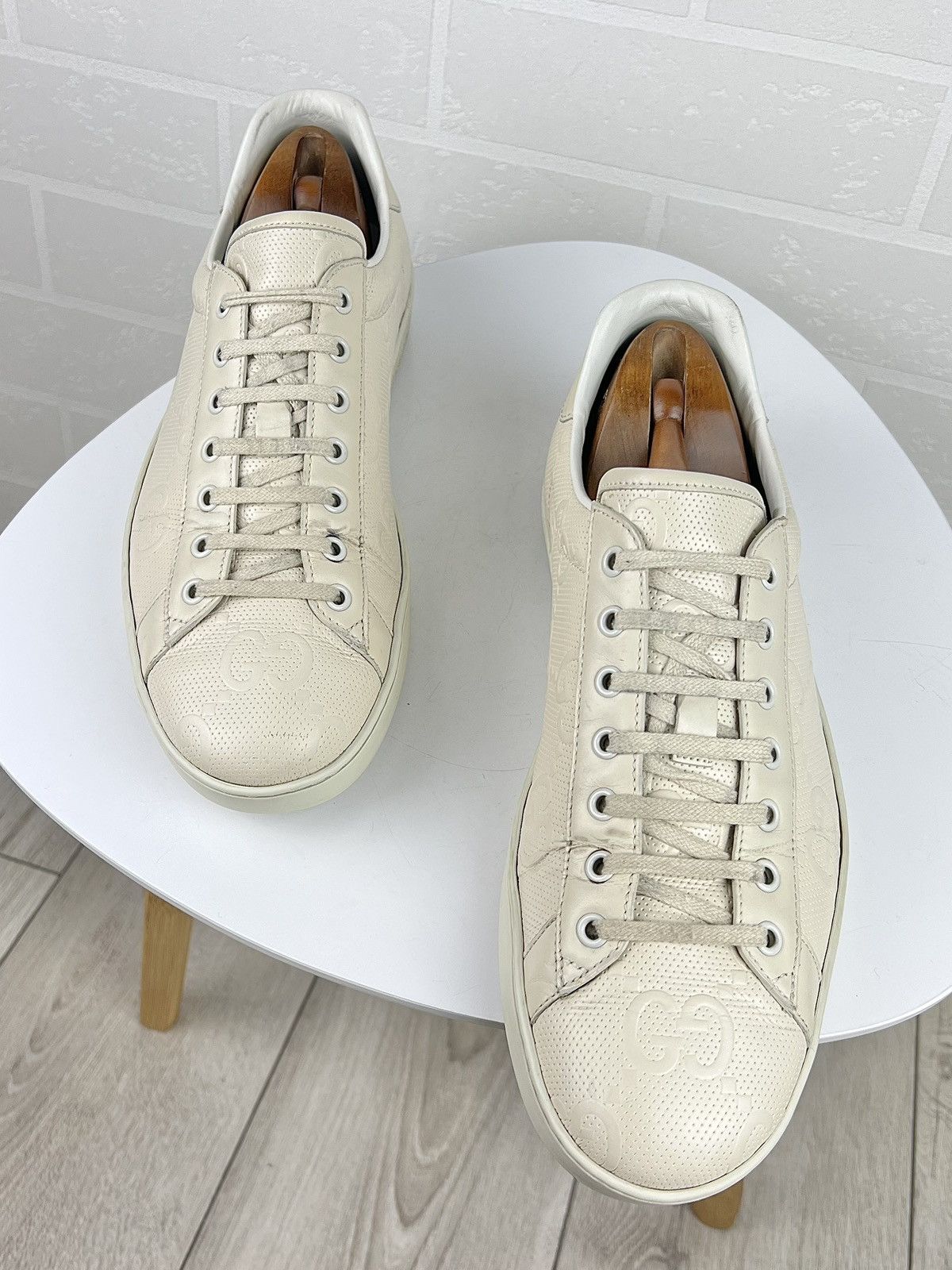 Gucci GUCCI Sneakers Leather Embossed GG Interlocking Monogram Men Size US 11.5 / EU 44-45 - 4 Thumbnail