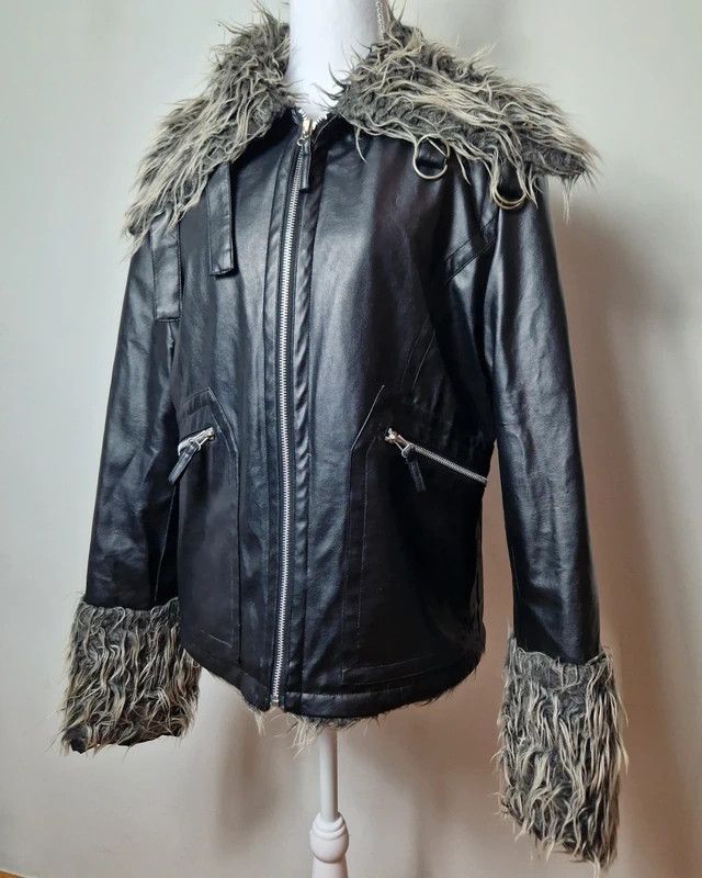 Japanese Brand Vintage faux fur leather jacket Avant garde y2k japan Size L / US 10 / IT 46 - 2 Thumbnail
