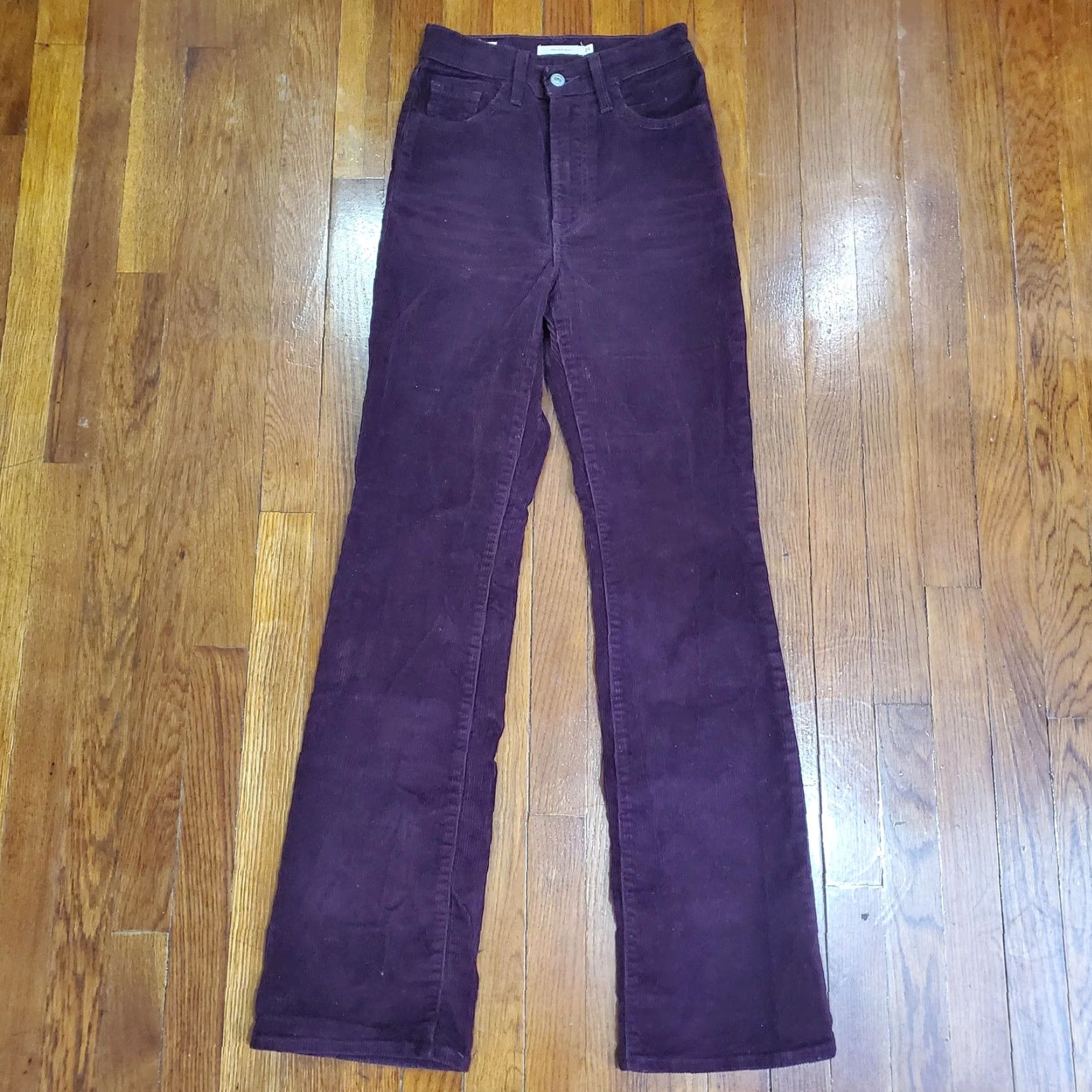 Levi's VINTAGE Levis Premium Ribcage Boot Pants Womens 24 Maroon Corduroy Bootcut High Rise Size 42" / US 20 - 4 Thumbnail