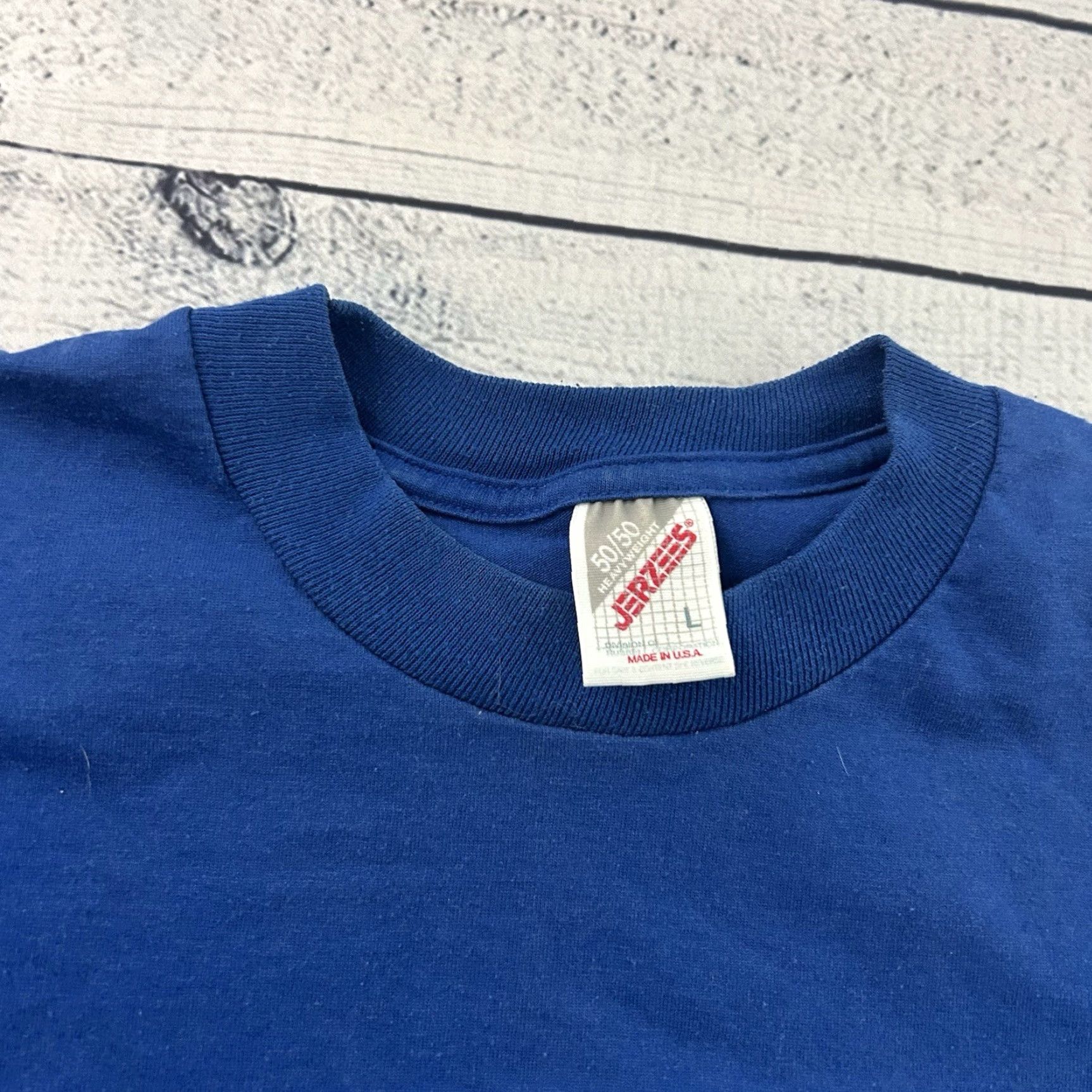 Jerzees Vintage Jerzees 50/50 Short Sleeve T Shirt Men's Large Blue Size US L / EU 52-54 / 3 - 2 Thumbnail