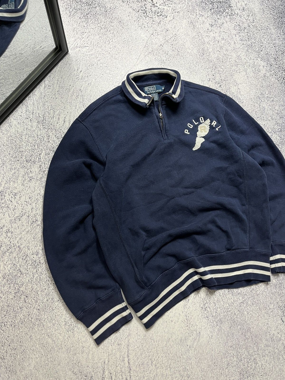 Polo Ralph Lauren 💥 Vintage Polo Ralph Lauren Pwing Stadium Sweater Halfzip Size US M / EU 48-50 / 2 - 3 Thumbnail