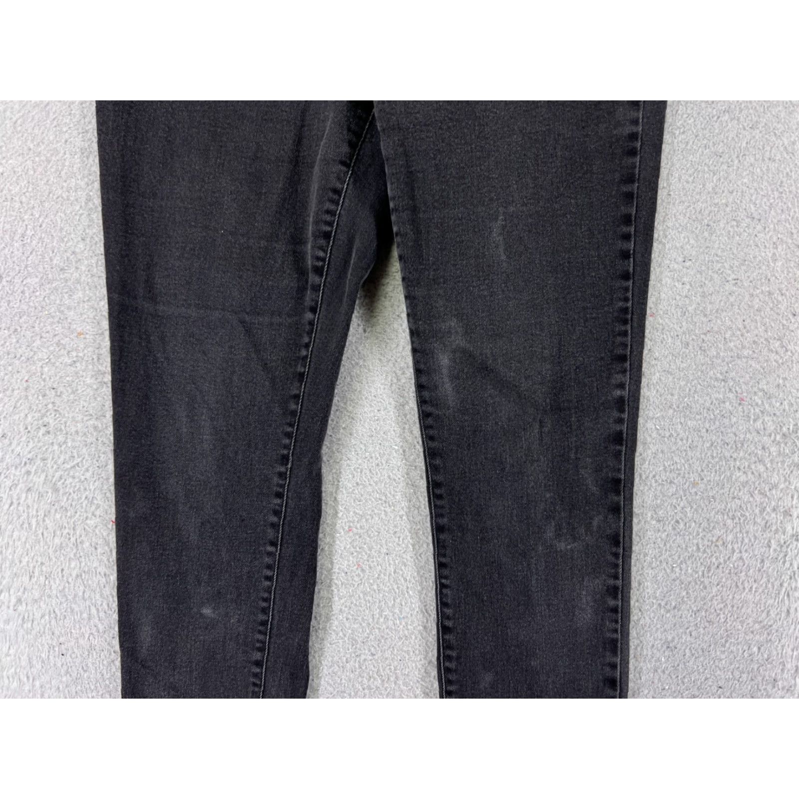 Vintage St. Johns Bay Jeans Skinny Womens 8 Black Denim Cotton Mid Rise 28x29 5-Pocket Design Logo Embroidered Button Zip Size 30" / US 8 / IT 44 - 3 Thumbnail
