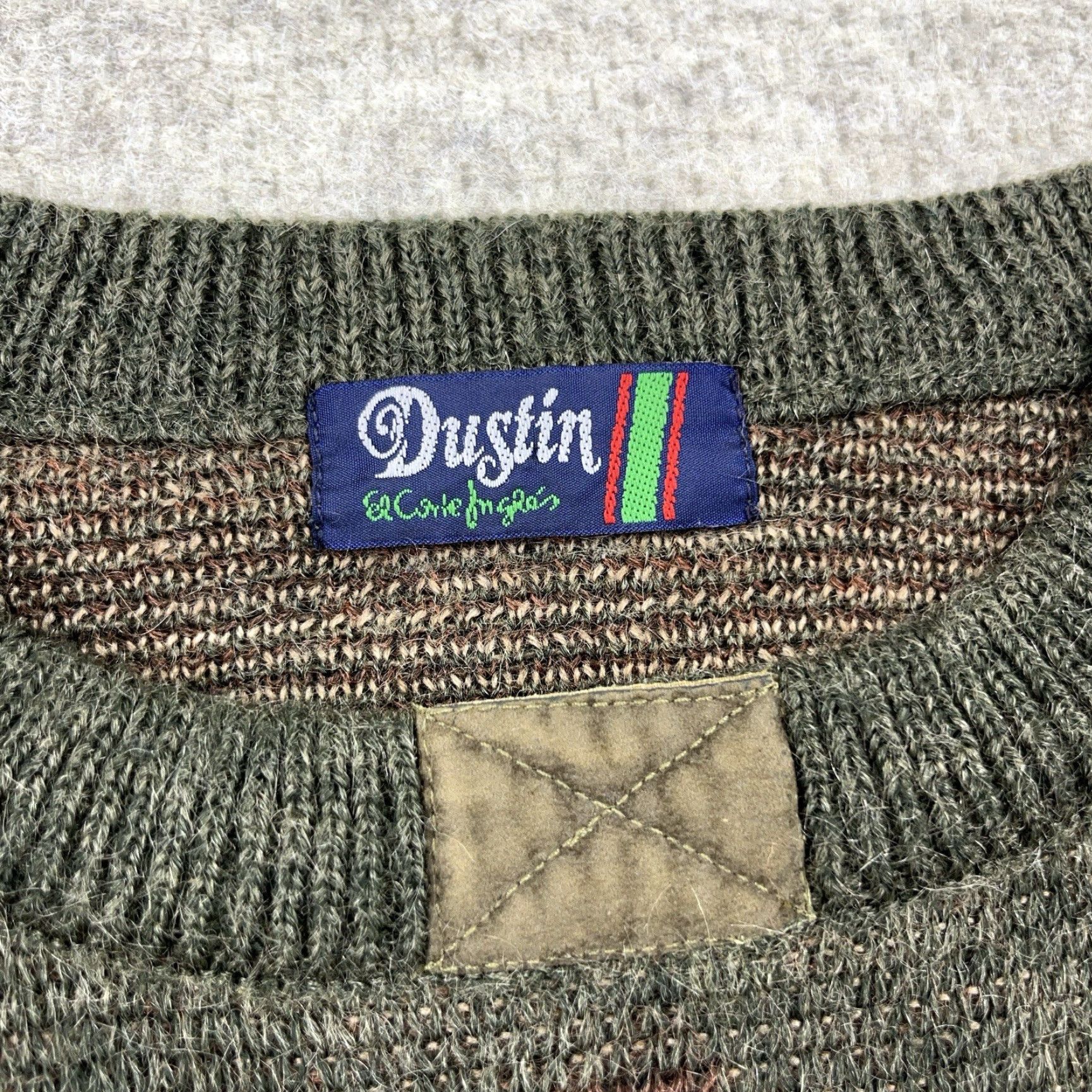 Gustin VINTAGE Dustin Grandpa Sweater Men XL Green Geometric Knit Wool Mohair 80s 90s Patch Pullover Crew Neck Classic Retro Size US XL / EU 56 / 4 - 6 Thumbnail